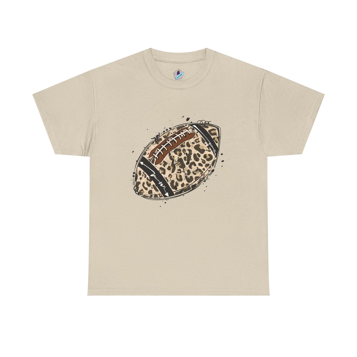 Leopard Print Football Tee, Unisex Cotton Shirt, Sportswear, Game Day Outfit, Unique Gift for Sports Lovers, Casual Wear