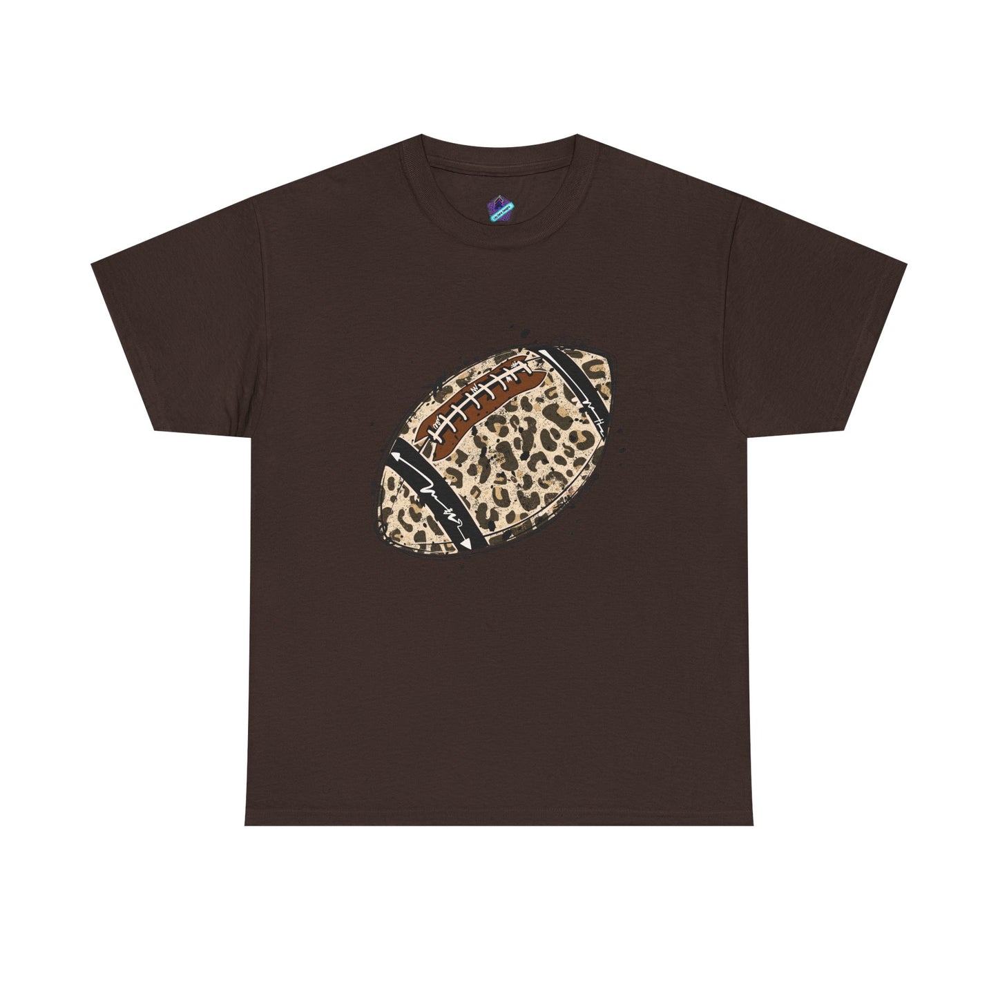 Leopard Print Football Tee, Unisex Cotton Shirt, Sportswear, Game Day Outfit, Unique Gift for Sports Lovers, Casual Wear