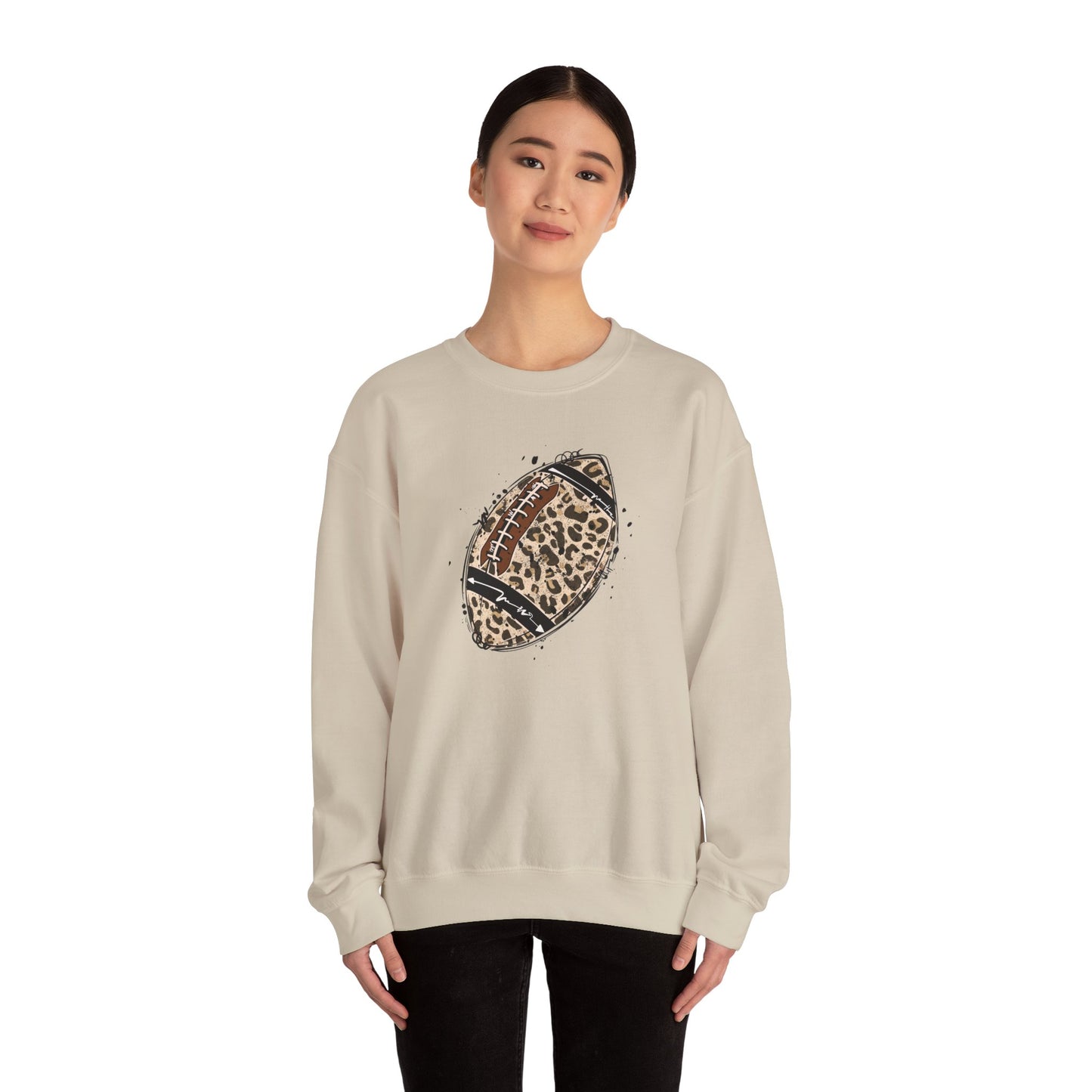 Leopard Football without Designs on Sleeves Unisex Crewneck Sweatshirt | Cozy Sports Apparel, Fall Fashion, Game Day Outfit, Gift for Sports Fans, Sweatshirt for