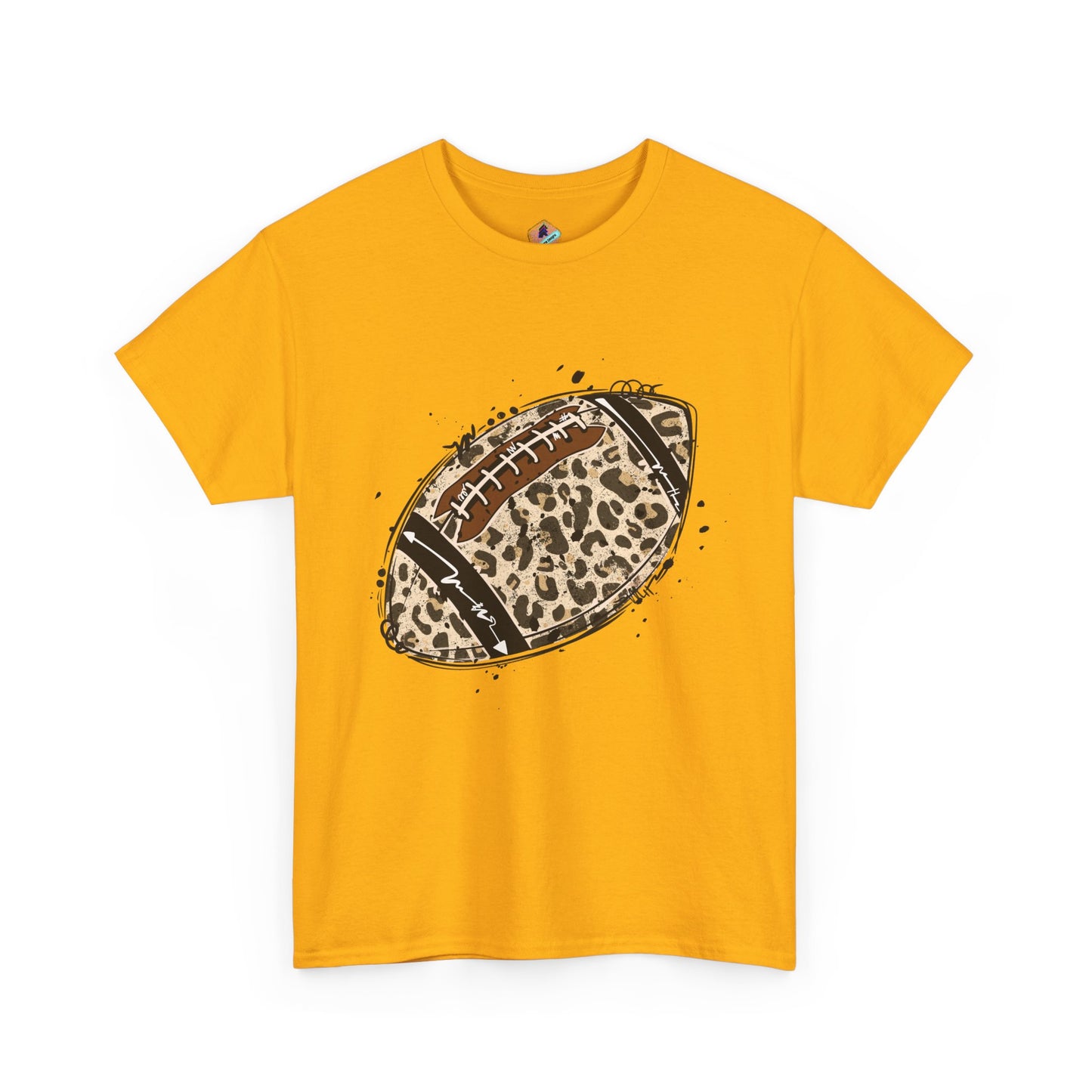 Leopard Print Football Tee, Unisex Cotton Shirt, Sportswear, Game Day Outfit, Unique Gift for Sports Lovers, Casual Wear