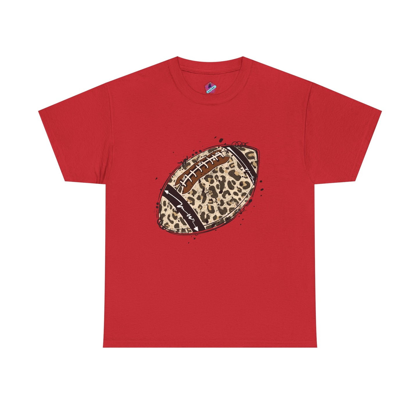 Leopard Print Football Tee, Unisex Cotton Shirt, Sportswear, Game Day Outfit, Unique Gift for Sports Lovers, Casual Wear