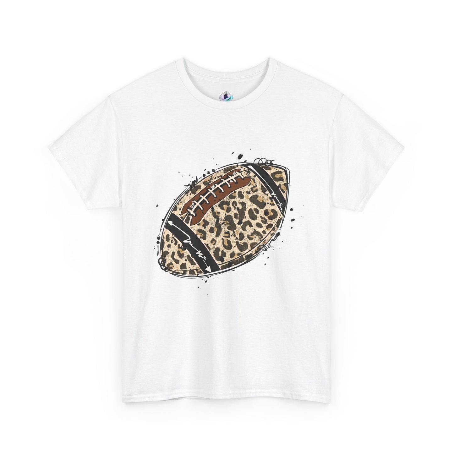 Leopard Print Football Tee, Unisex Cotton Shirt, Sportswear, Game Day Outfit, Unique Gift for Sports Lovers, Casual Wear