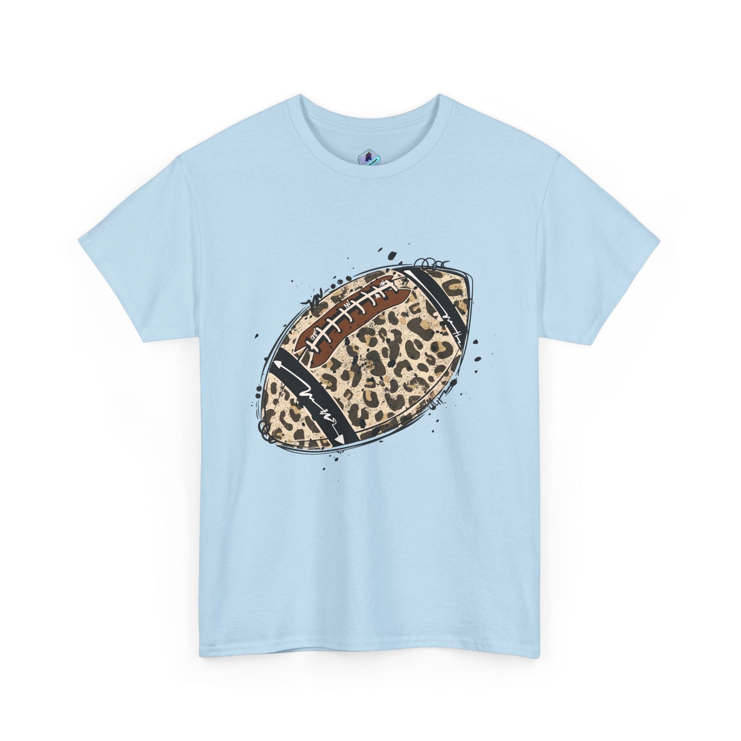 Leopard Print Football Tee, Unisex Cotton Shirt, Sportswear, Game Day Outfit, Unique Gift for Sports Lovers, Casual Wear