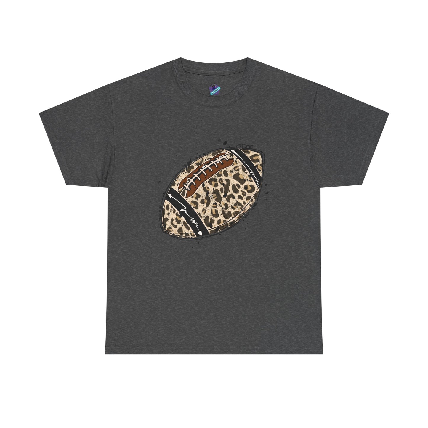 Leopard Print Football Tee, Unisex Cotton Shirt, Sportswear, Game Day Outfit, Unique Gift for Sports Lovers, Casual Wear
