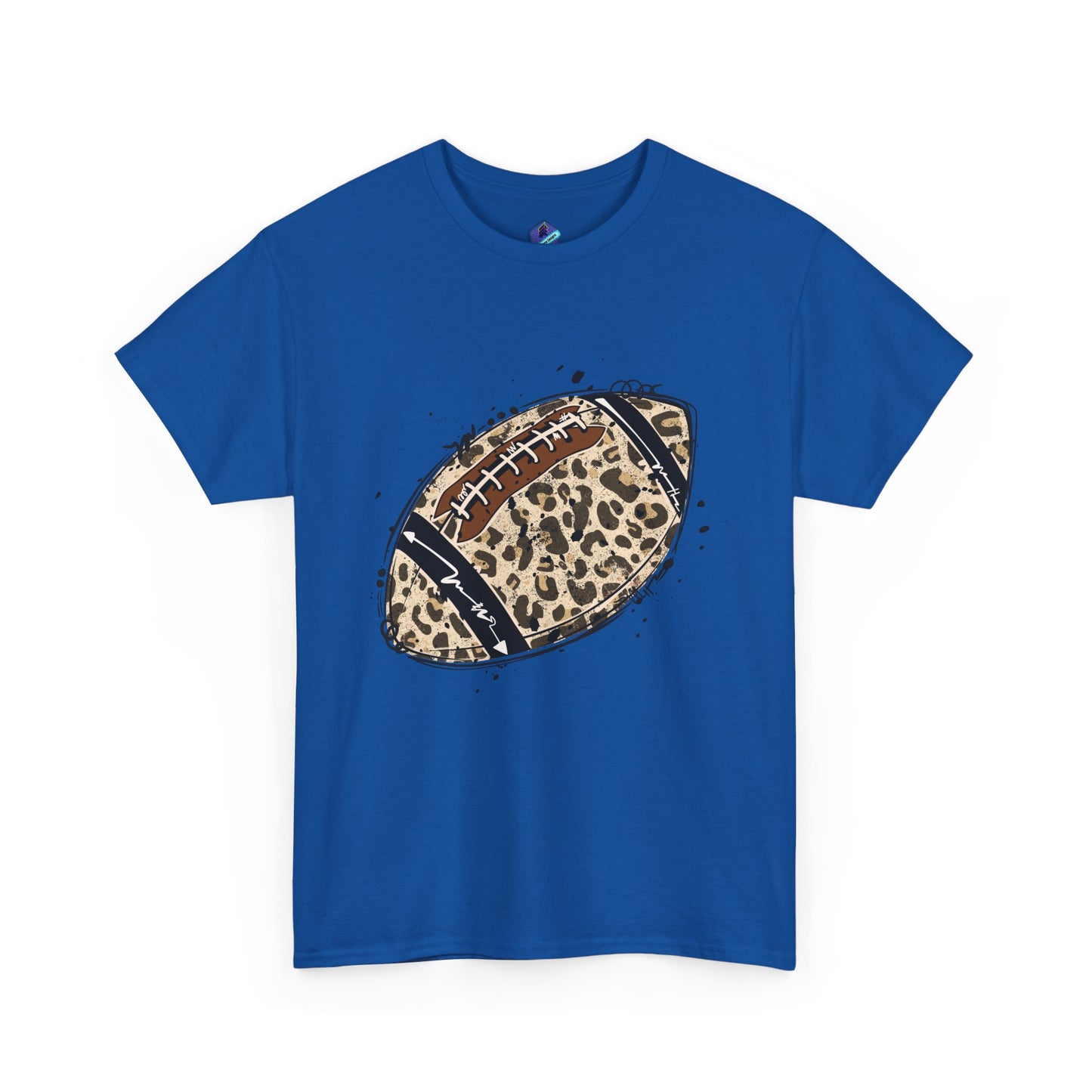 Leopard Print Football Tee, Unisex Cotton Shirt, Sportswear, Game Day Outfit, Unique Gift for Sports Lovers, Casual Wear