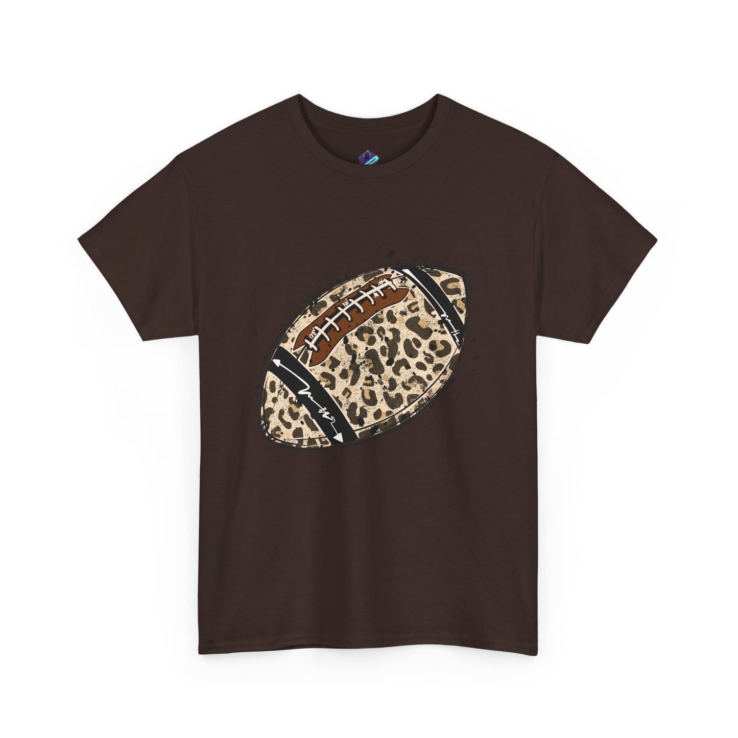 Leopard Print Football Tee, Unisex Cotton Shirt, Sportswear, Game Day Outfit, Unique Gift for Sports Lovers, Casual Wear