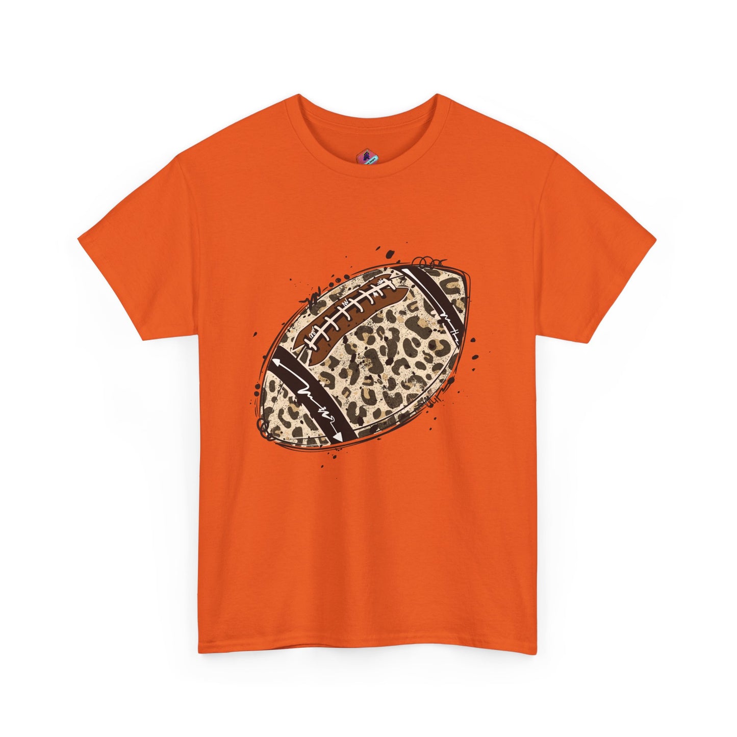Leopard Print Football Tee, Unisex Cotton Shirt, Sportswear, Game Day Outfit, Unique Gift for Sports Lovers, Casual Wear