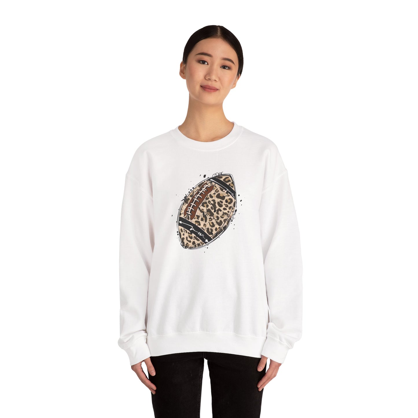 Leopard Football without Designs on Sleeves Unisex Crewneck Sweatshirt | Cozy Sports Apparel, Fall Fashion, Game Day Outfit, Gift for Sports Fans, Sweatshirt for