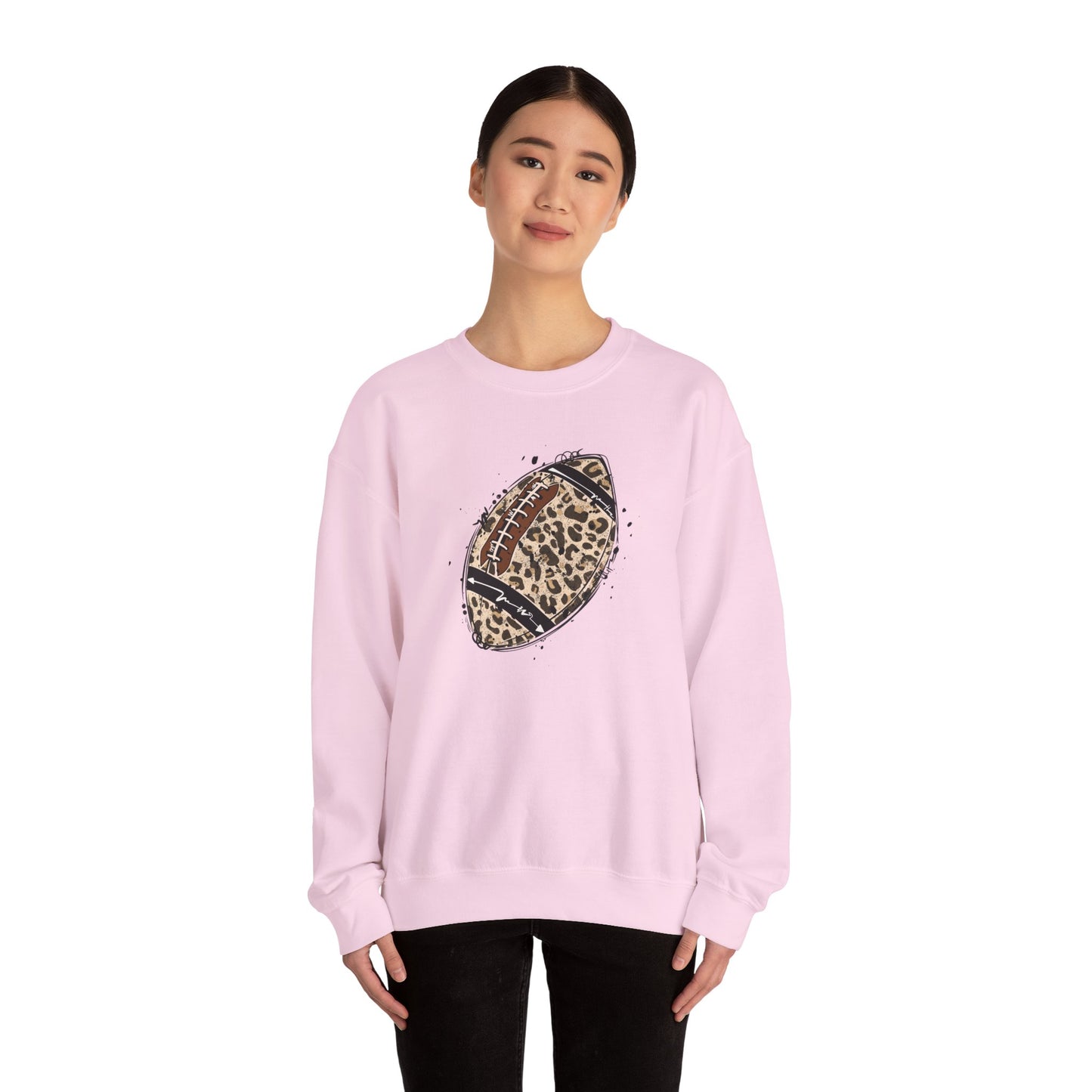 Leopard Football without Designs on Sleeves Unisex Crewneck Sweatshirt | Cozy Sports Apparel, Fall Fashion, Game Day Outfit, Gift for Sports Fans, Sweatshirt for