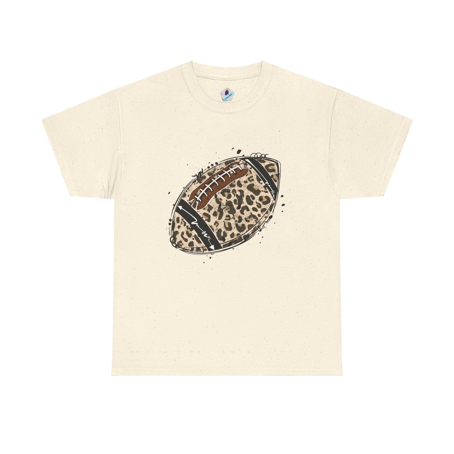 Leopard Print Football Tee, Unisex Cotton Shirt, Sportswear, Game Day Outfit, Unique Gift for Sports Lovers, Casual Wear