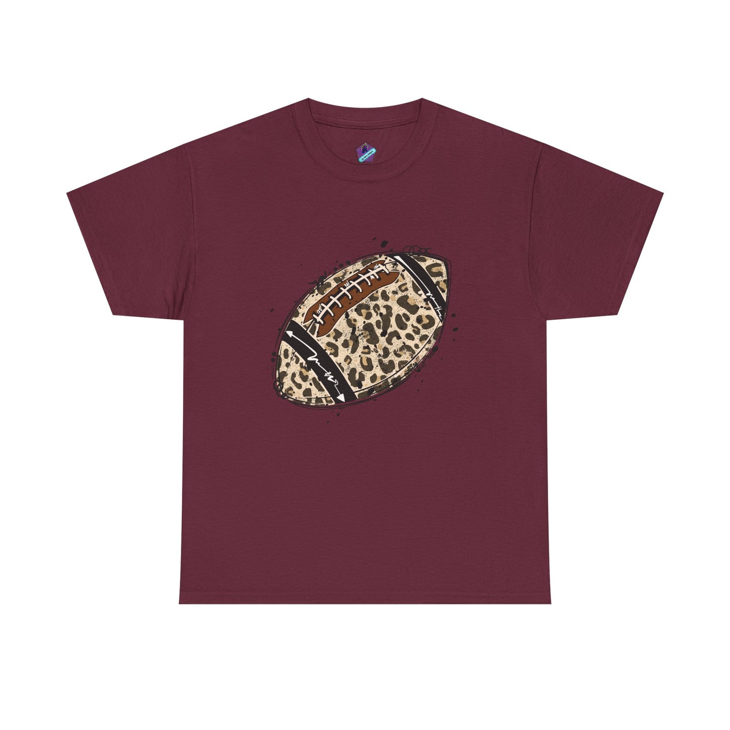 Leopard Print Football Tee, Unisex Cotton Shirt, Sportswear, Game Day Outfit, Unique Gift for Sports Lovers, Casual Wear