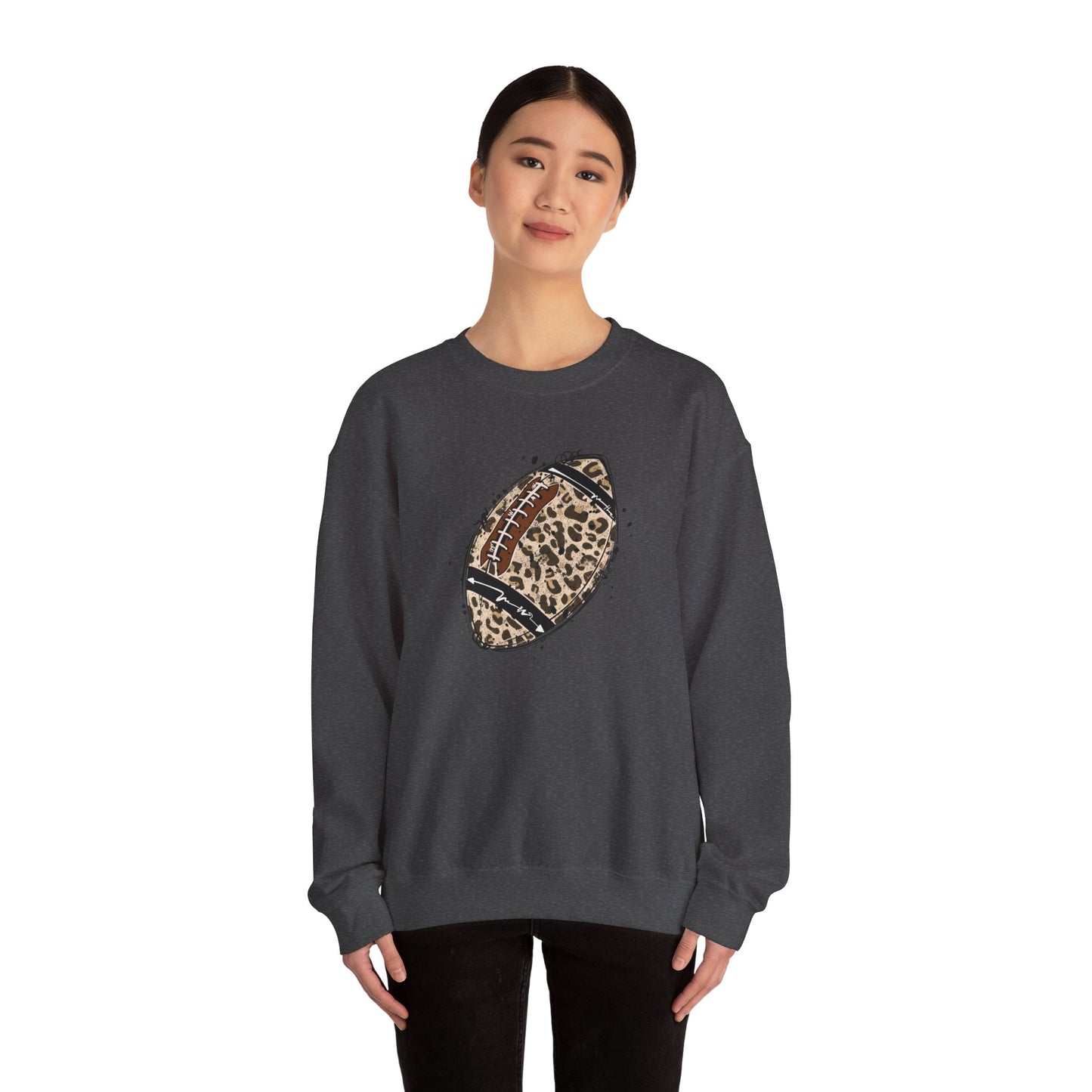 Leopard Football without Designs on Sleeves Unisex Crewneck Sweatshirt | Cozy Sports Apparel, Fall Fashion, Game Day Outfit, Gift for Sports Fans, Sweatshirt for