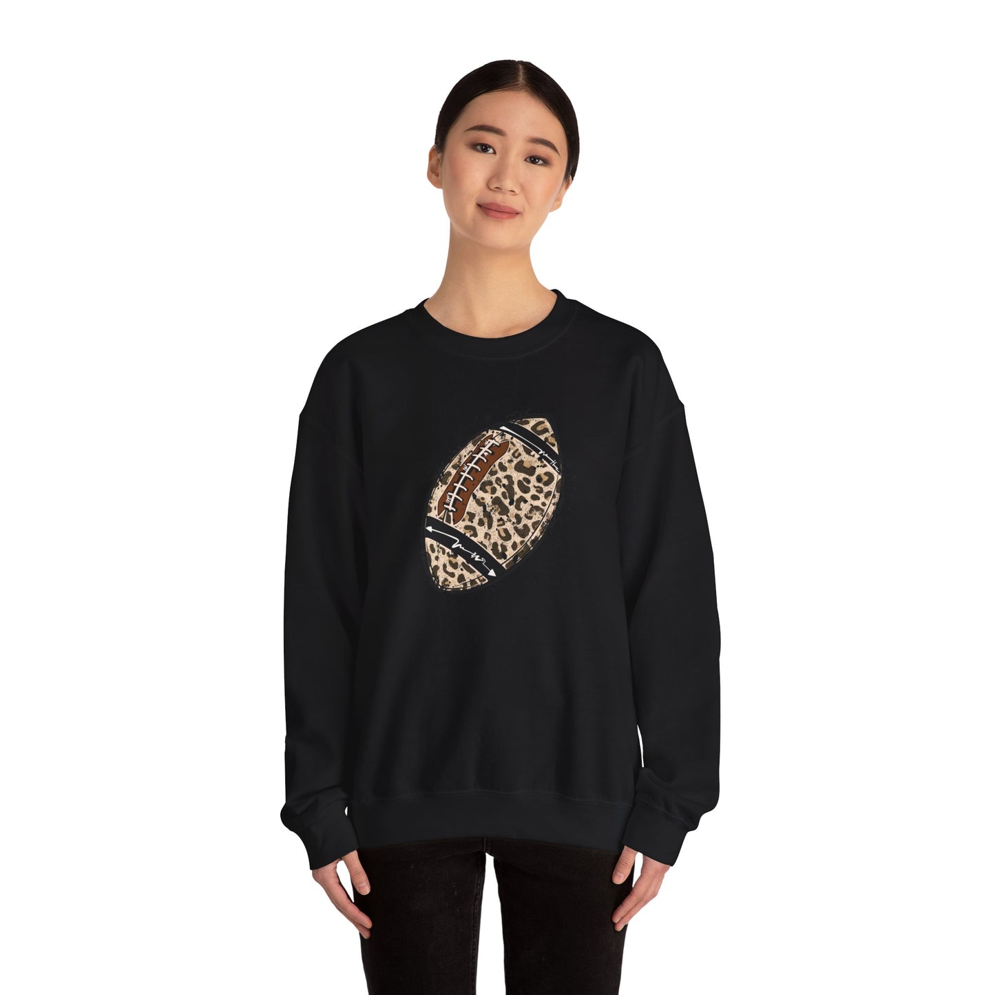 Leopard Football without Designs on Sleeves Unisex Crewneck Sweatshirt | Cozy Sports Apparel, Fall Fashion, Game Day Outfit, Gift for Sports Fans, Sweatshirt for