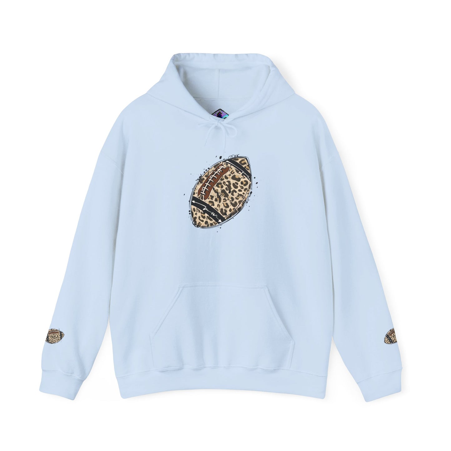 Leopard Print Football Hoodie, Cozy Sweatshirt for Game Days, Unisex Sportswear, Perfect Gift for Fans, Casual Wear, Football Season..