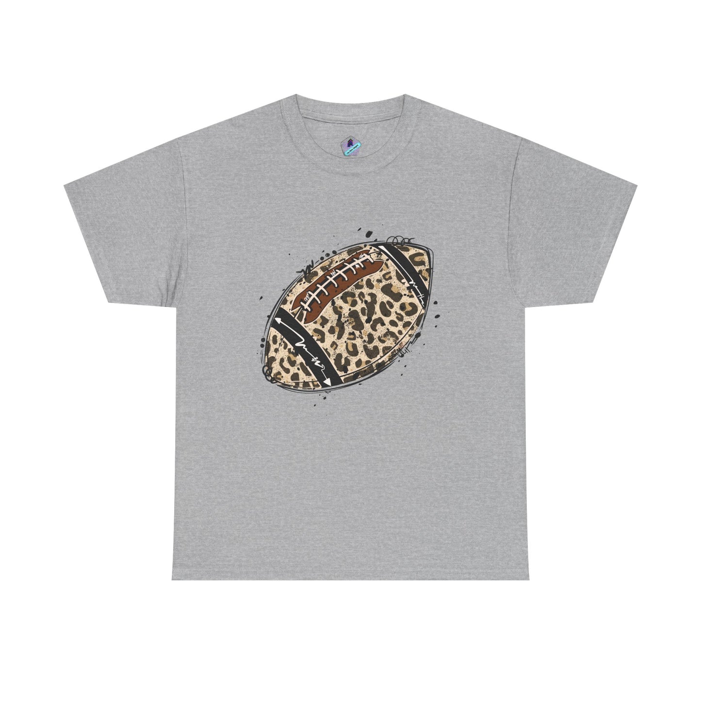 Leopard Print Football Tee, Unisex Cotton Shirt, Sportswear, Game Day Outfit, Unique Gift for Sports Lovers, Casual Wear