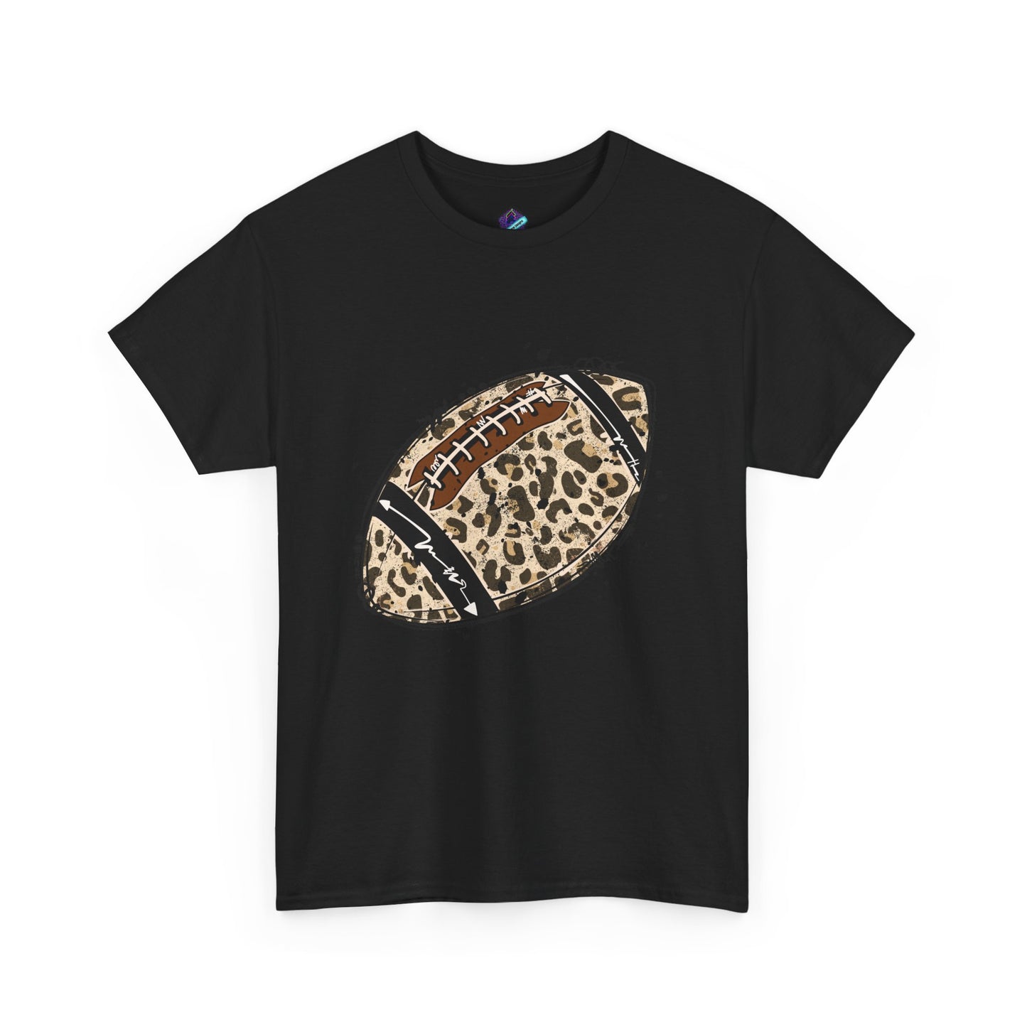 Leopard Print Football Tee, Unisex Cotton Shirt, Sportswear, Game Day Outfit, Unique Gift for Sports Lovers, Casual Wear