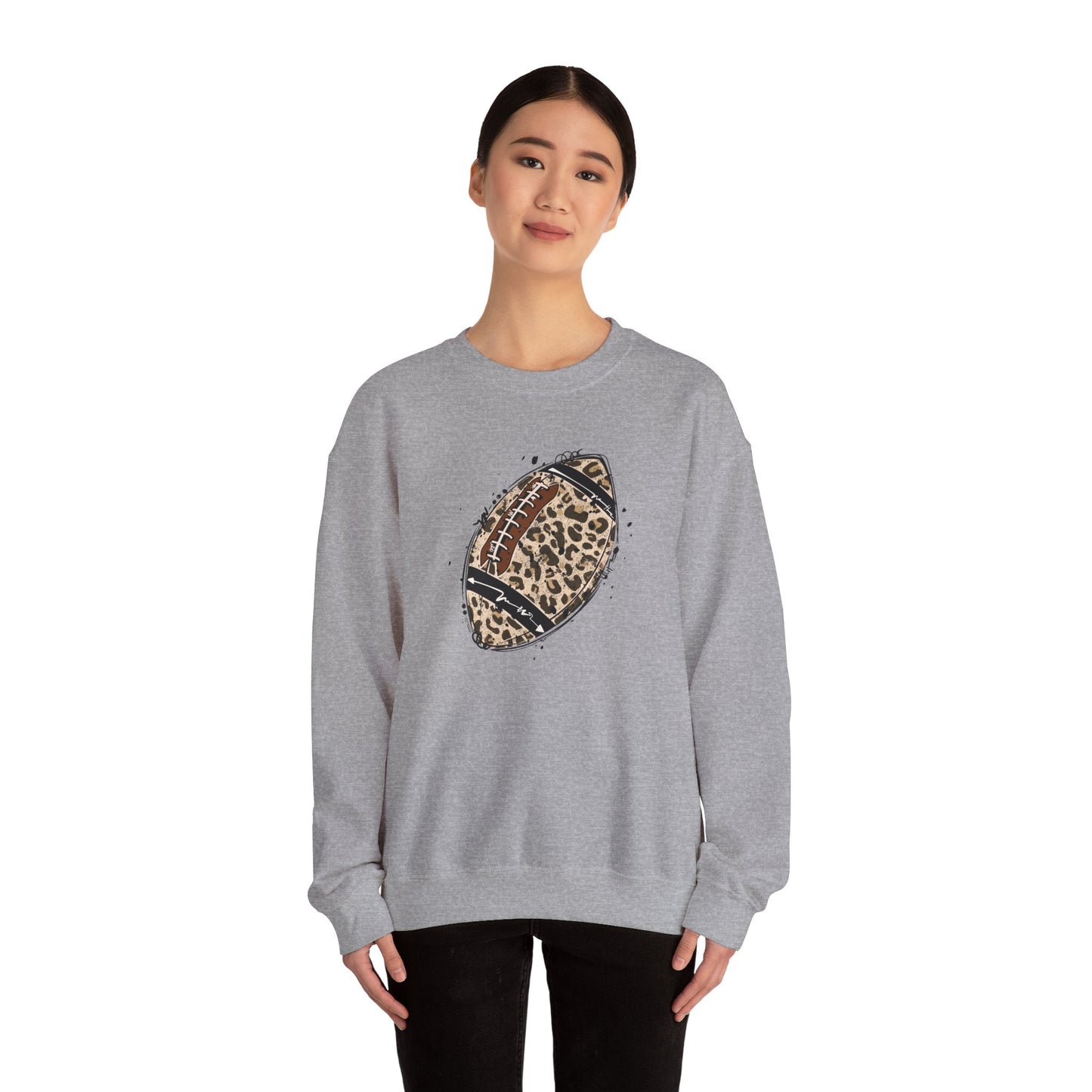 Leopard Football without Designs on Sleeves Unisex Crewneck Sweatshirt | Cozy Sports Apparel, Fall Fashion, Game Day Outfit, Gift for Sports Fans, Sweatshirt for