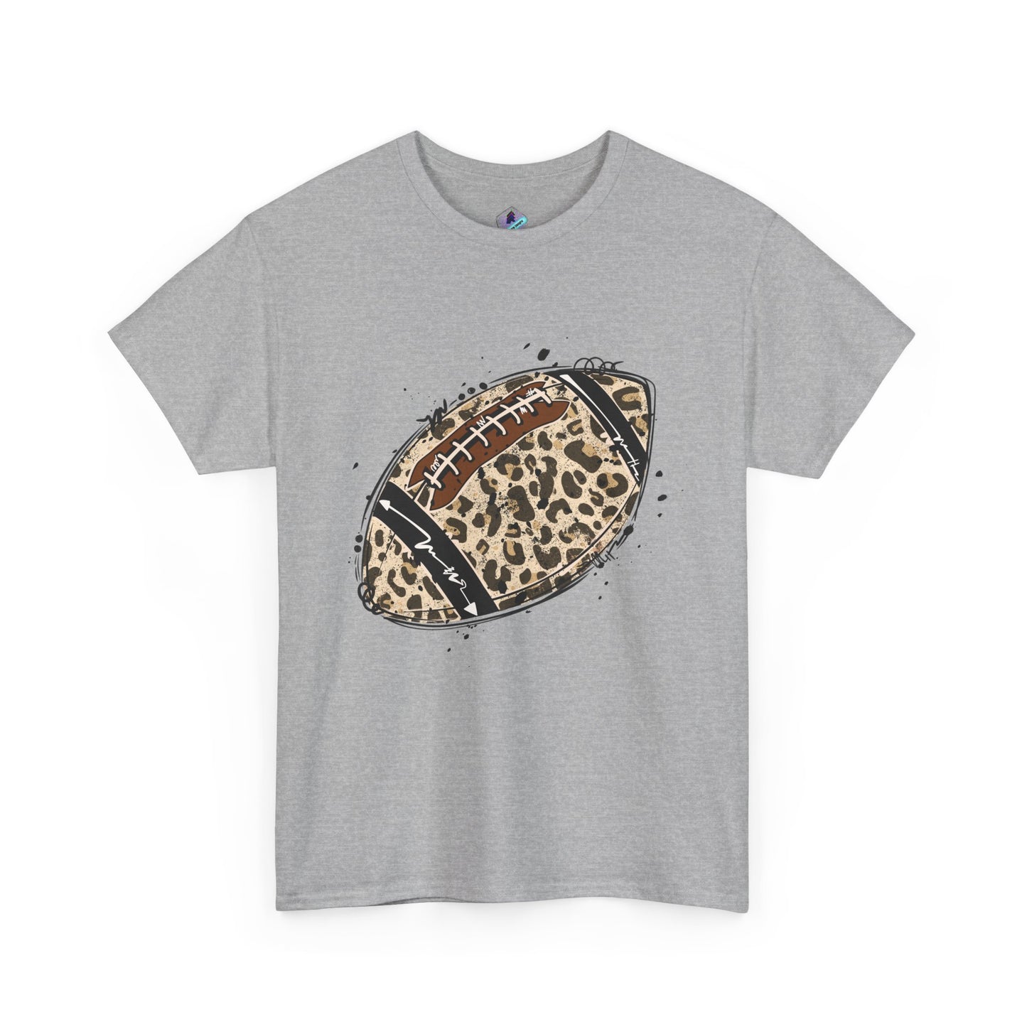 Leopard Print Football Tee, Unisex Cotton Shirt, Sportswear, Game Day Outfit, Unique Gift for Sports Lovers, Casual Wear