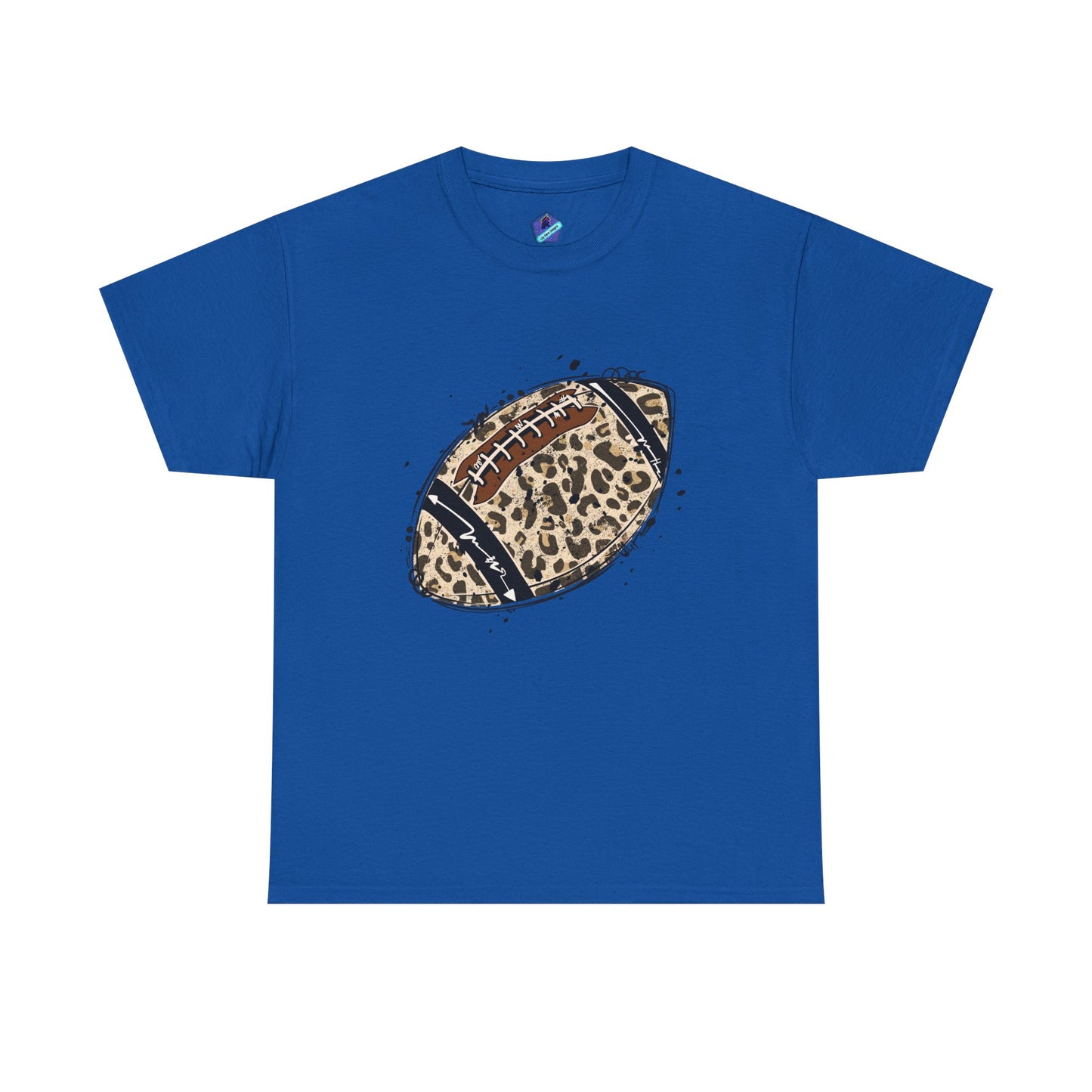 Leopard Print Football Tee, Unisex Cotton Shirt, Sportswear, Game Day Outfit, Unique Gift for Sports Lovers, Casual Wear