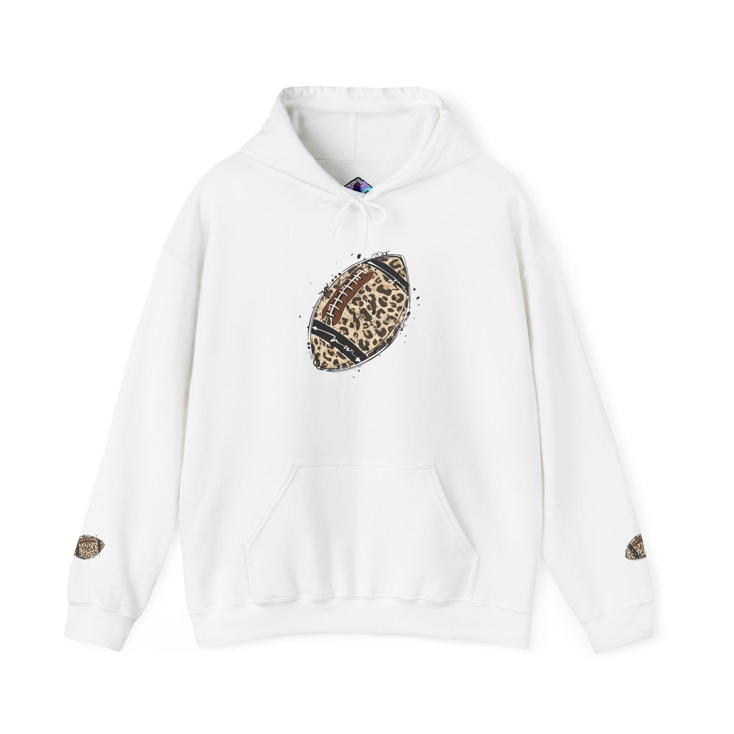 Leopard Print Football Hoodie, Cozy Sweatshirt for Game Days, Unisex Sportswear, Perfect Gift for Fans, Casual Wear, Football Season..