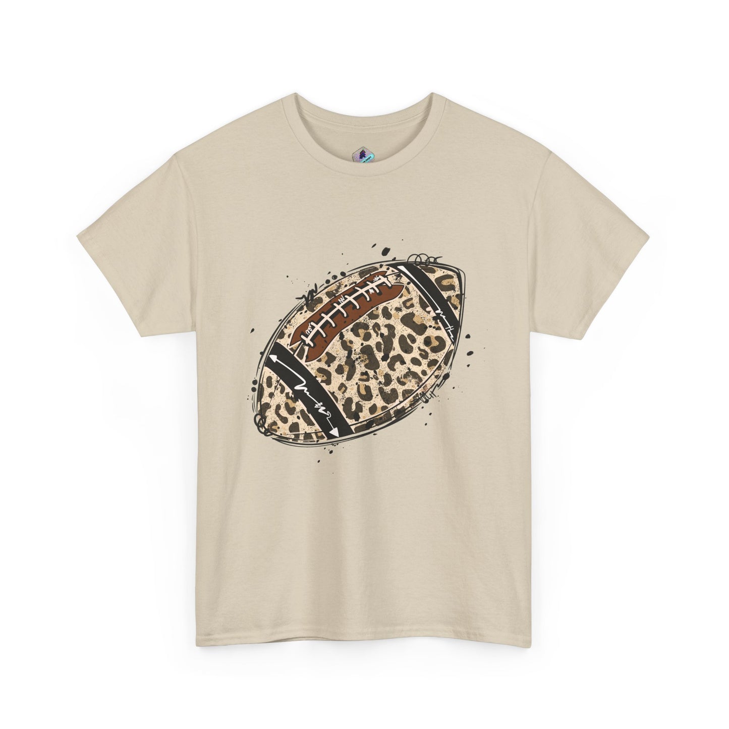 Leopard Print Football Tee, Unisex Cotton Shirt, Sportswear, Game Day Outfit, Unique Gift for Sports Lovers, Casual Wear