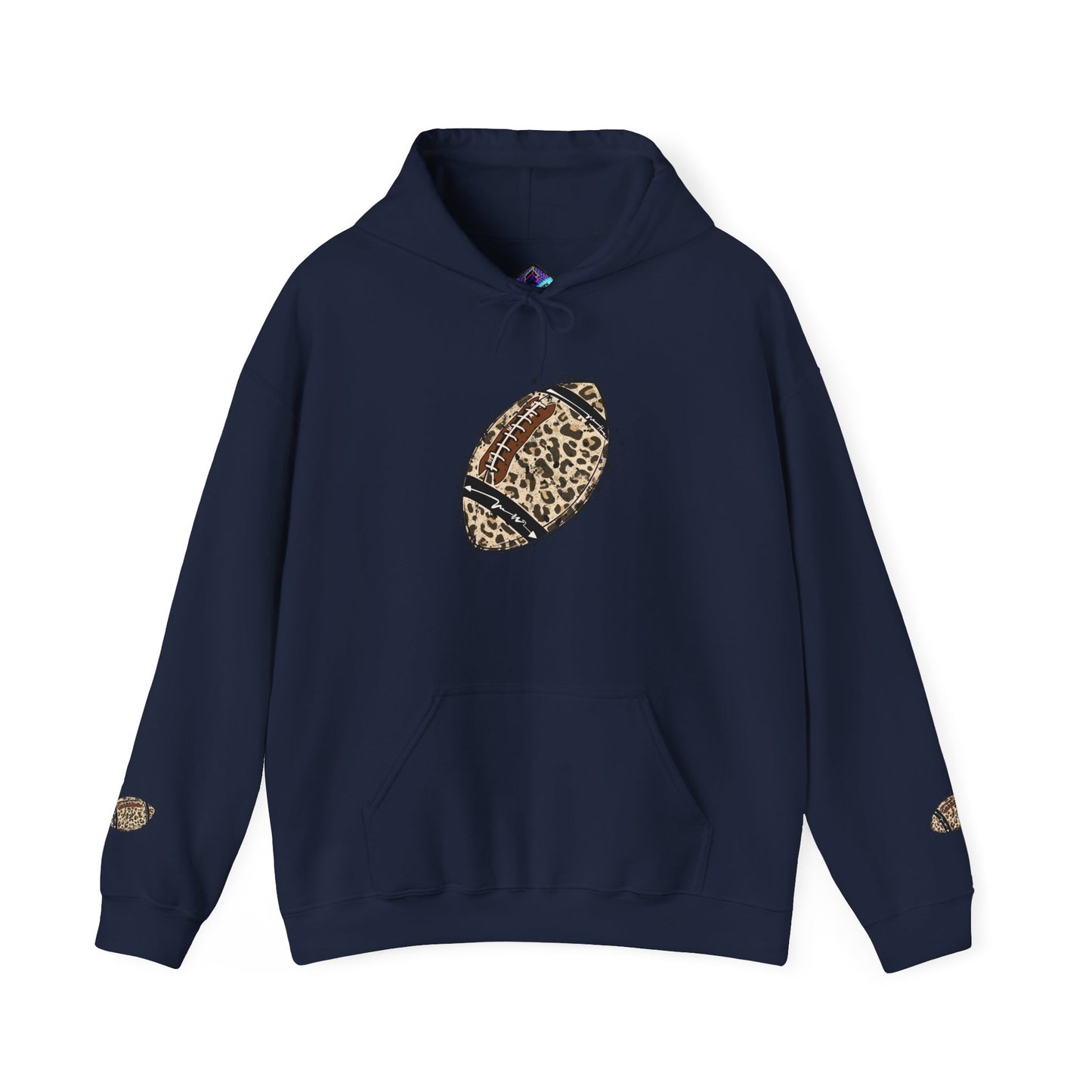 Leopard Print Football Hoodie, Cozy Sweatshirt for Game Days, Unisex Sportswear, Perfect Gift for Fans, Casual Wear, Football Season..