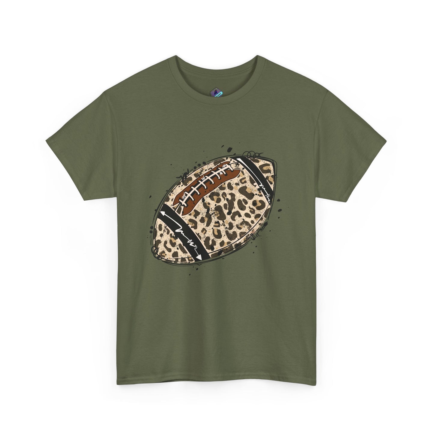 Leopard Print Football Tee, Unisex Cotton Shirt, Sportswear, Game Day Outfit, Unique Gift for Sports Lovers, Casual Wear