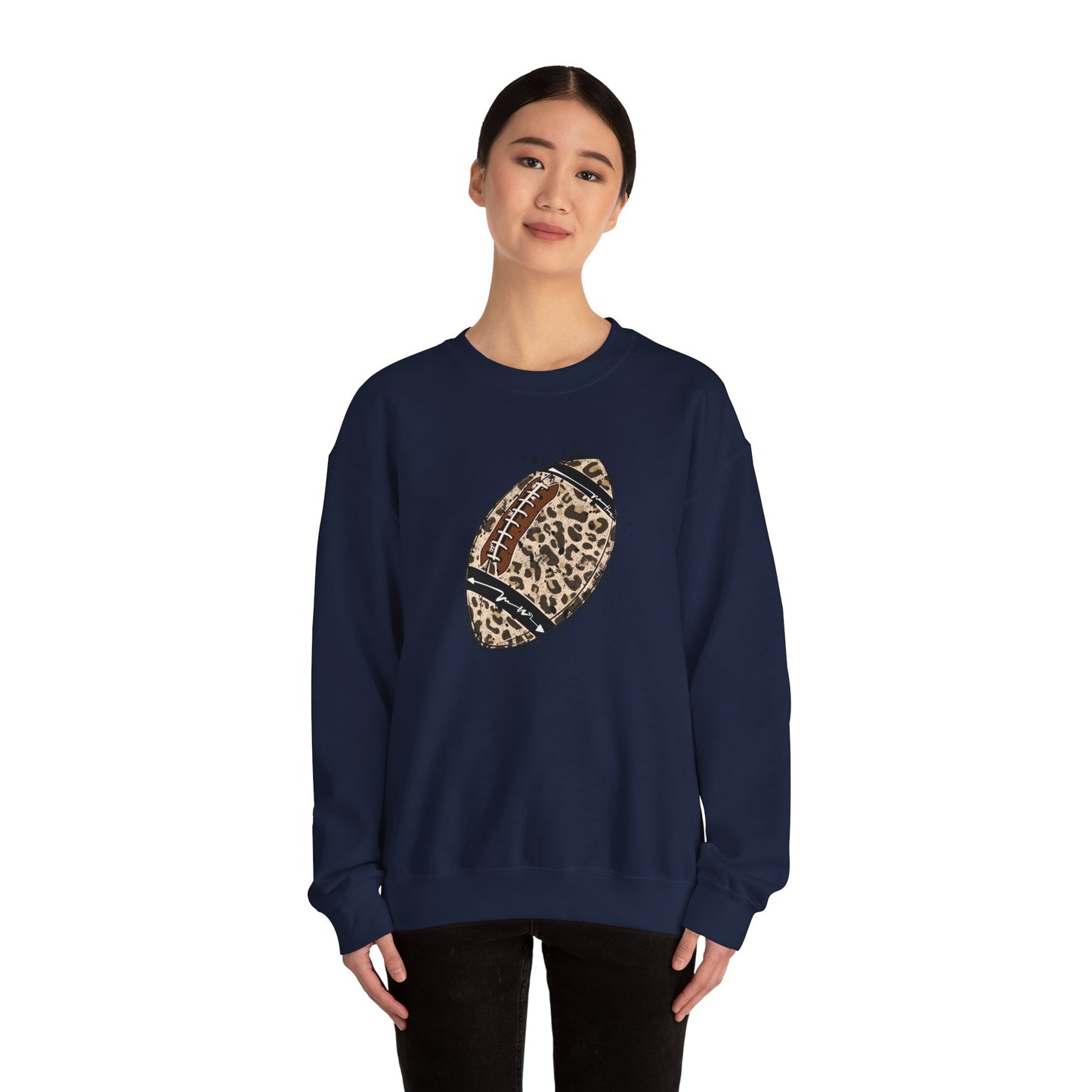 Leopard Football without Designs on Sleeves Unisex Crewneck Sweatshirt | Cozy Sports Apparel, Fall Fashion, Game Day Outfit, Gift for Sports Fans, Sweatshirt for