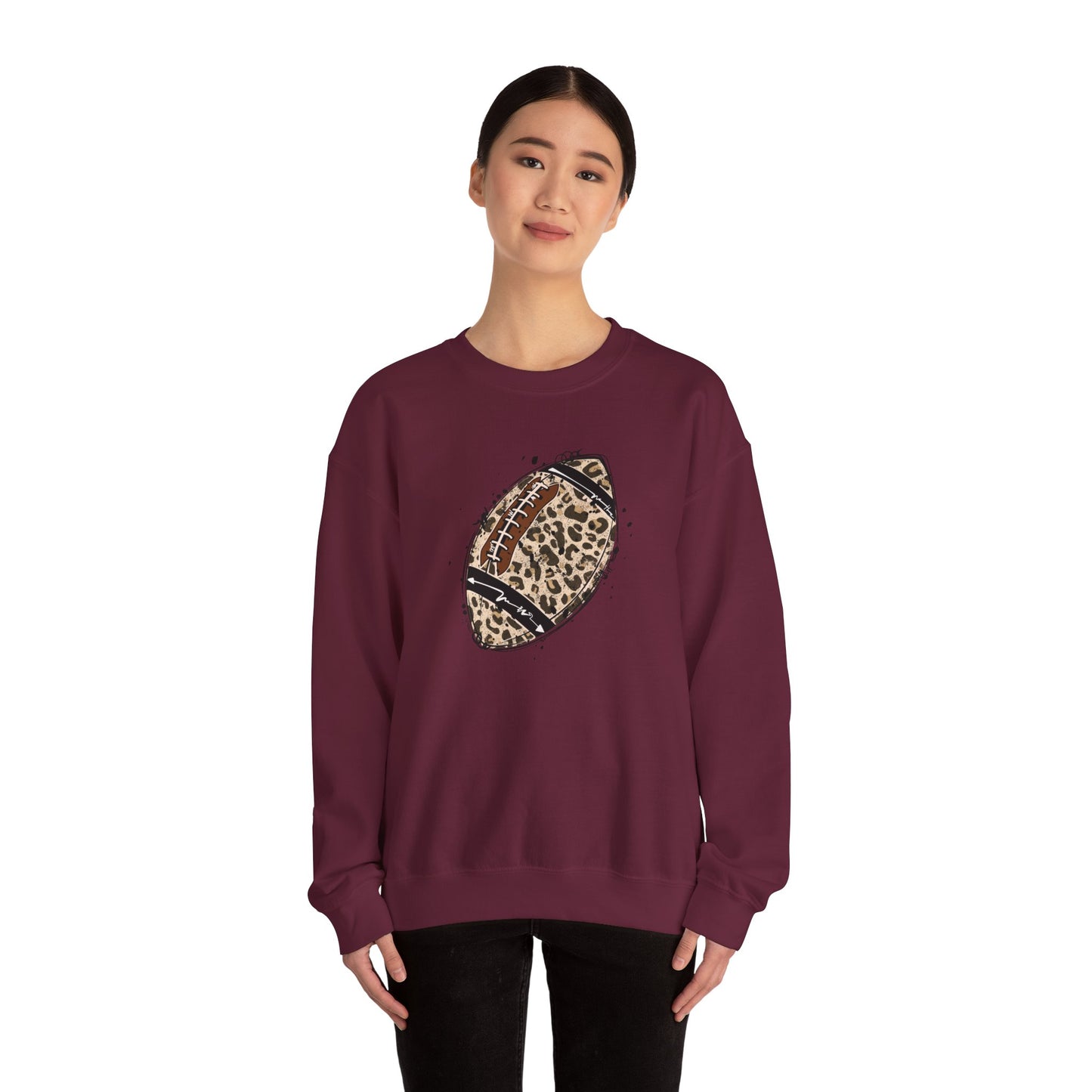 Leopard Football without Designs on Sleeves Unisex Crewneck Sweatshirt | Cozy Sports Apparel, Fall Fashion, Game Day Outfit, Gift for Sports Fans, Sweatshirt for