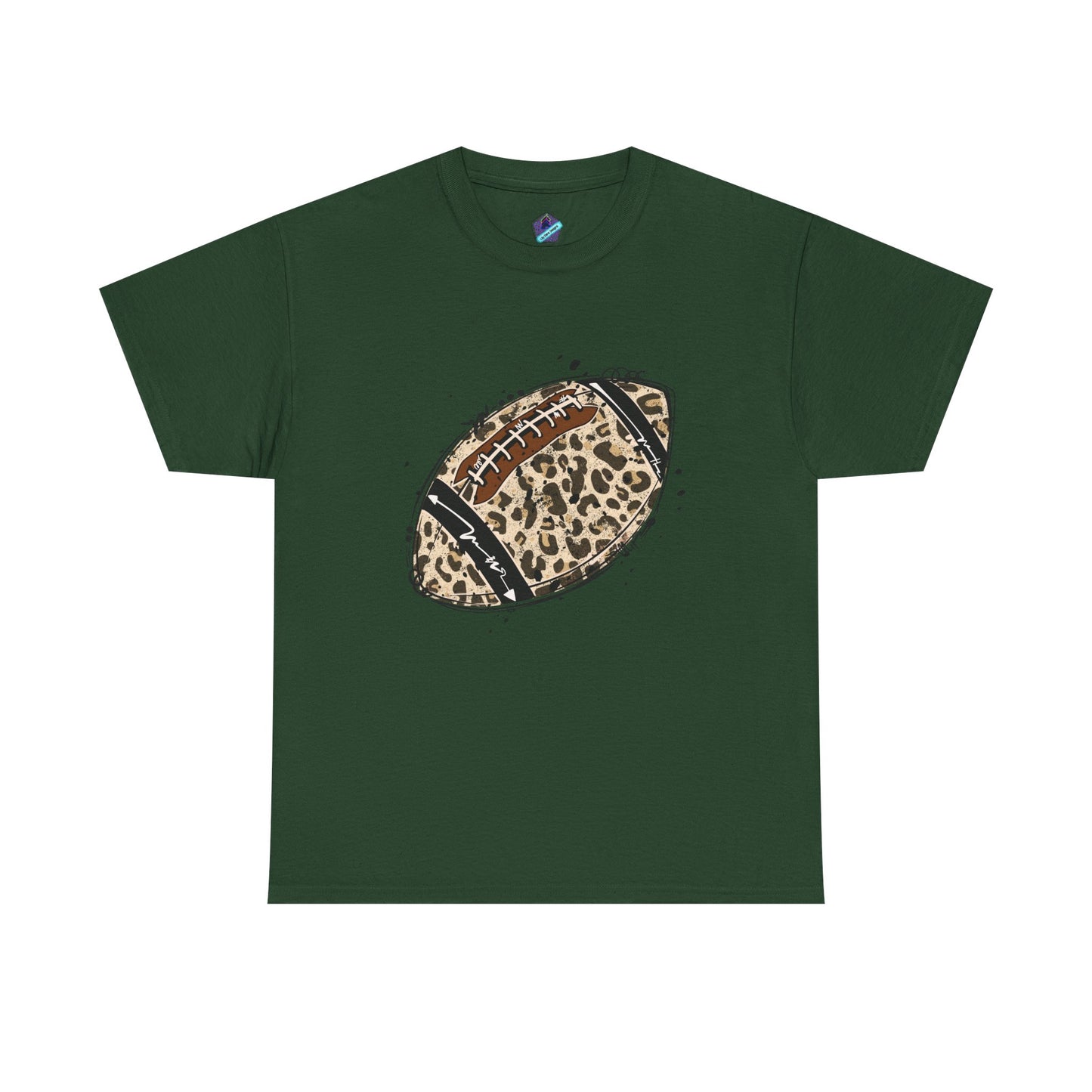 Leopard Print Football Tee, Unisex Cotton Shirt, Sportswear, Game Day Outfit, Unique Gift for Sports Lovers, Casual Wear