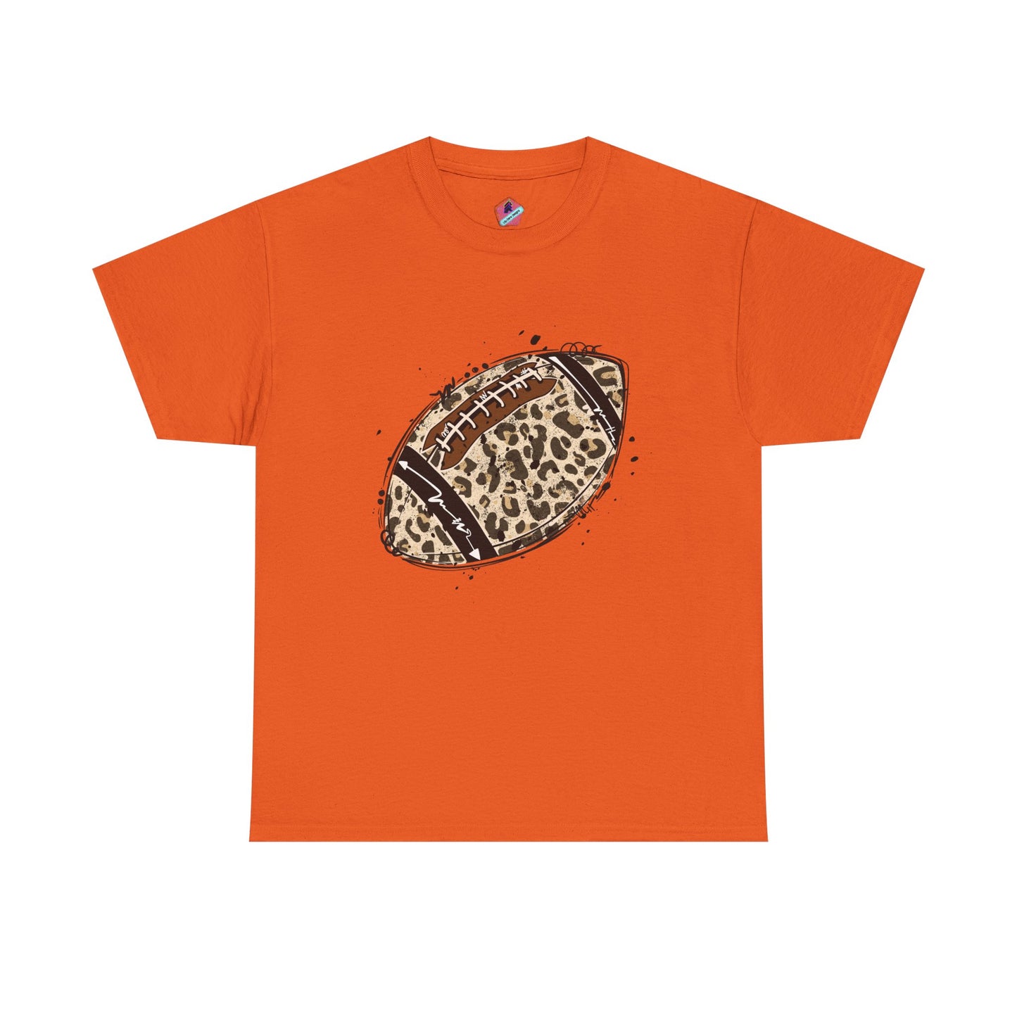 Leopard Print Football Tee, Unisex Cotton Shirt, Sportswear, Game Day Outfit, Unique Gift for Sports Lovers, Casual Wear