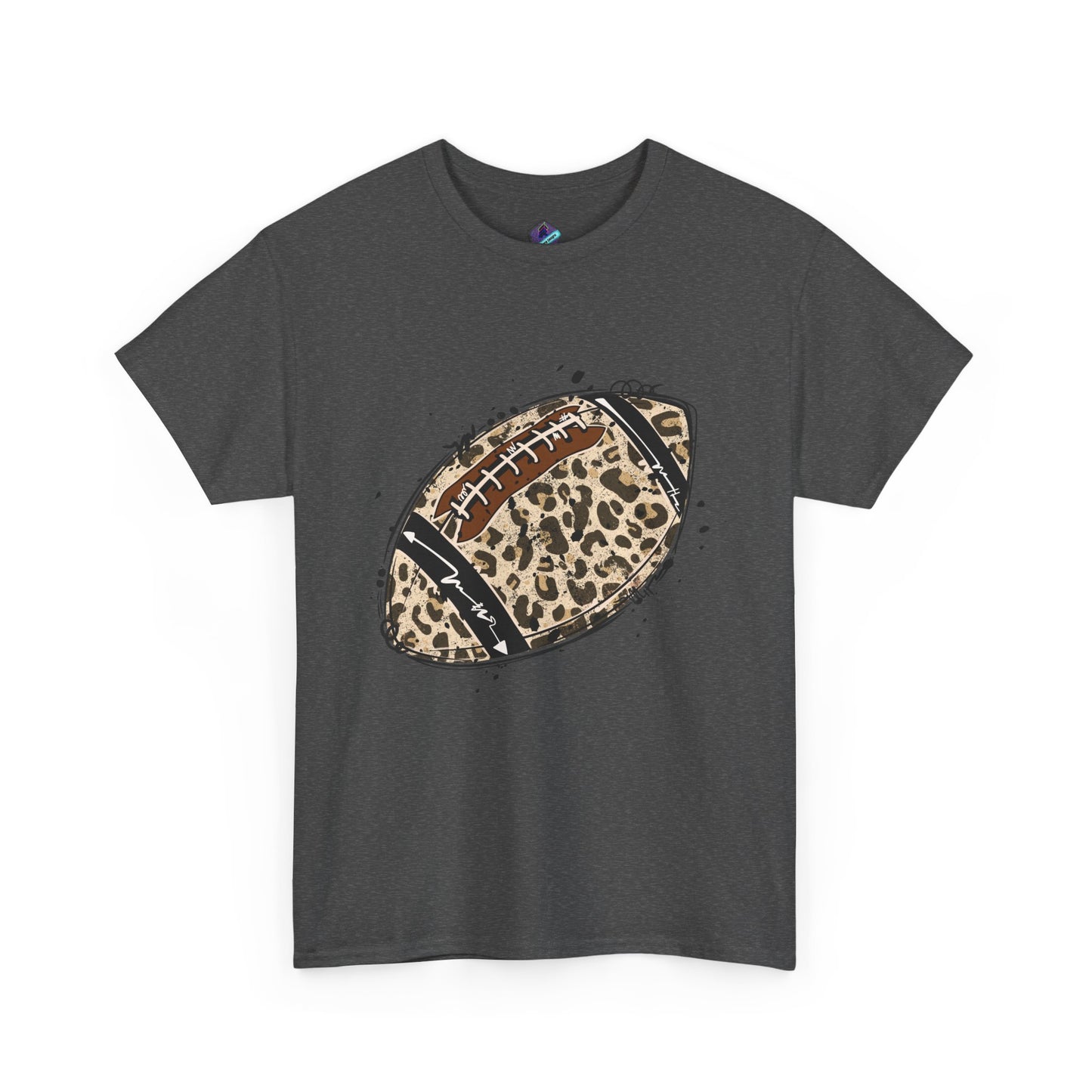 Leopard Print Football Tee, Unisex Cotton Shirt, Sportswear, Game Day Outfit, Unique Gift for Sports Lovers, Casual Wear