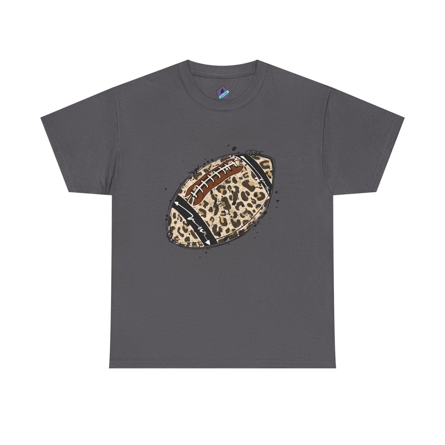 Leopard Print Football Tee, Unisex Cotton Shirt, Sportswear, Game Day Outfit, Unique Gift for Sports Lovers, Casual Wear