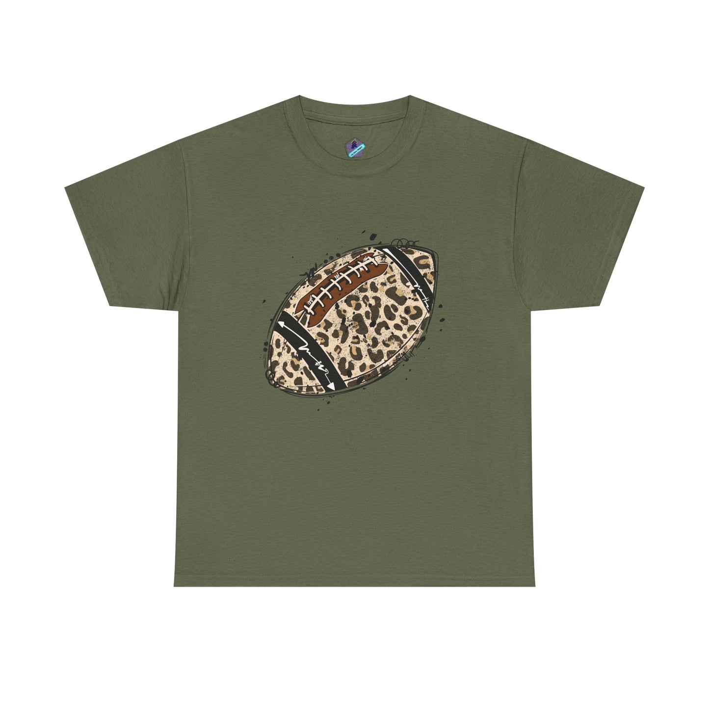 Leopard Print Football Tee, Unisex Cotton Shirt, Sportswear, Game Day Outfit, Unique Gift for Sports Lovers, Casual Wear