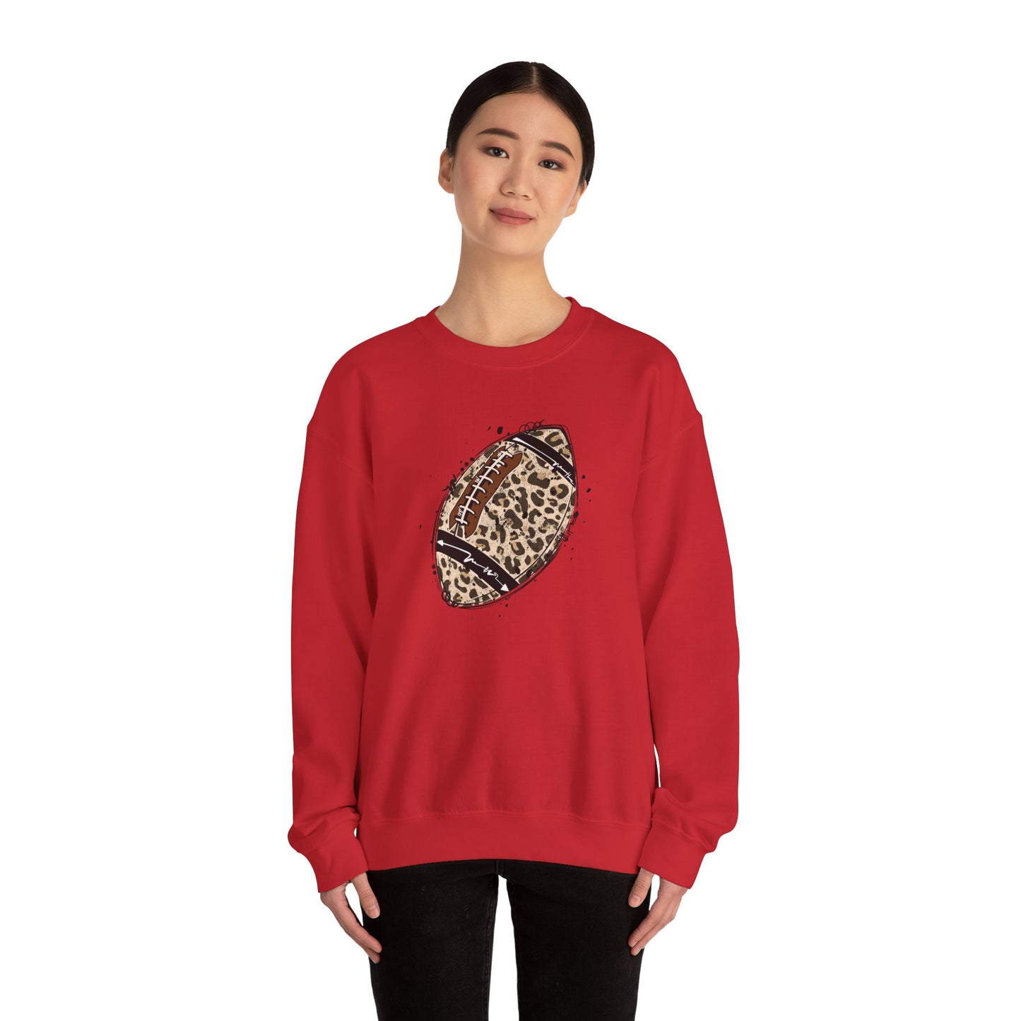 Leopard Football without Designs on Sleeves Unisex Crewneck Sweatshirt | Cozy Sports Apparel, Fall Fashion, Game Day Outfit, Gift for Sports Fans, Sweatshirt for