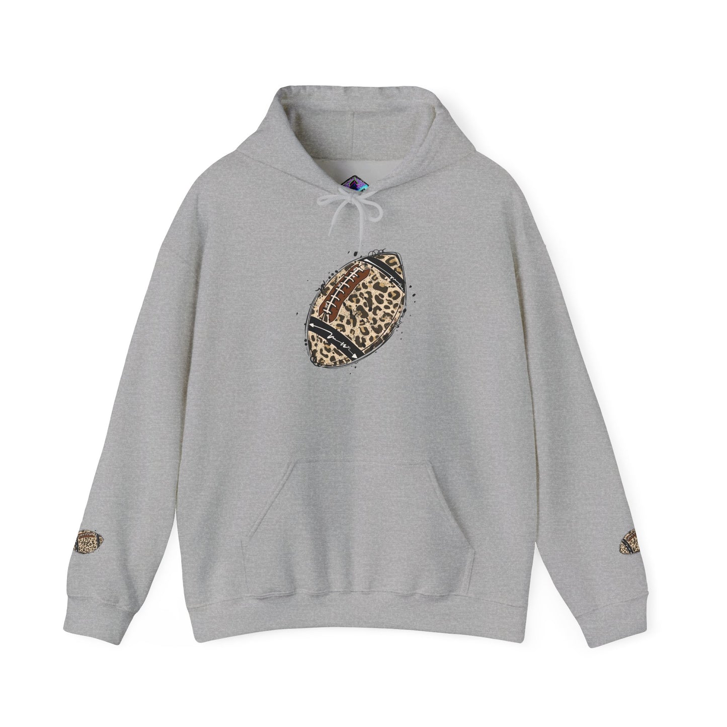 Leopard Print Football Hoodie, Cozy Sweatshirt for Game Days, Unisex Sportswear, Perfect Gift for Fans, Casual Wear, Football Season..