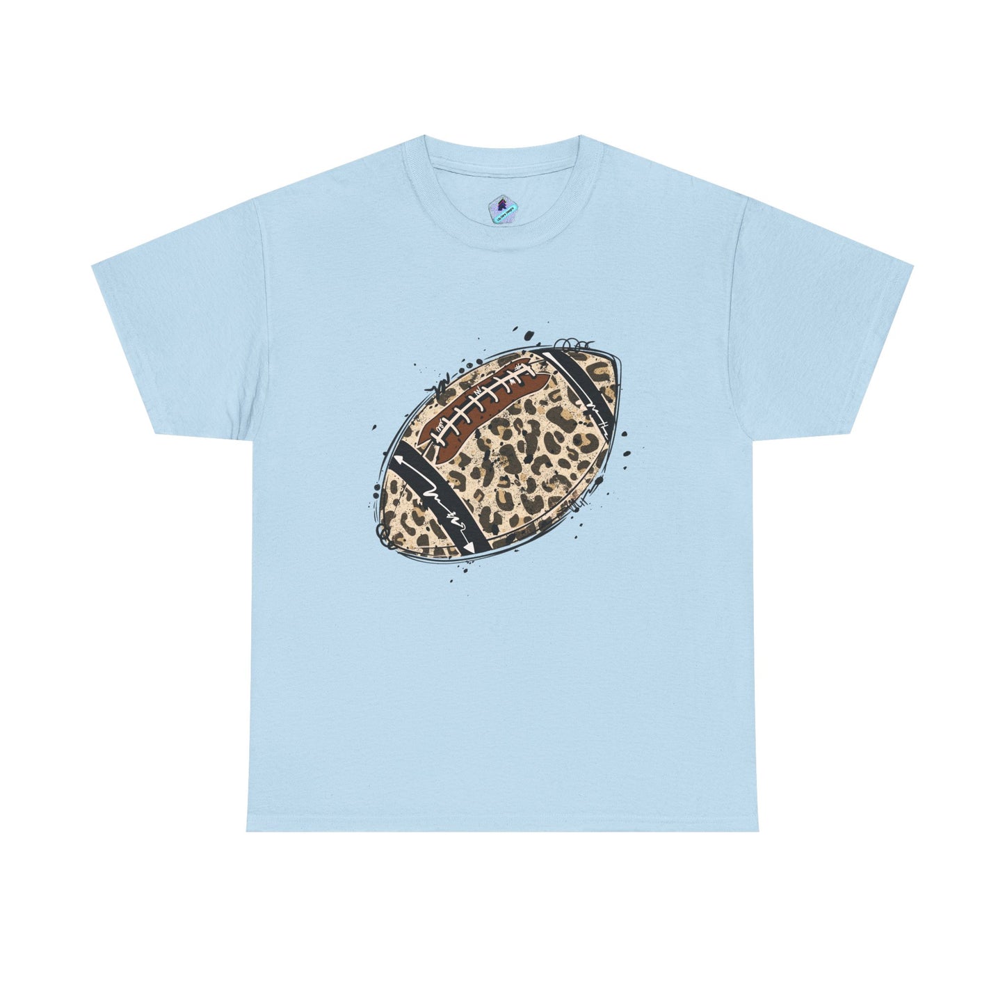 Leopard Print Football Tee, Unisex Cotton Shirt, Sportswear, Game Day Outfit, Unique Gift for Sports Lovers, Casual Wear
