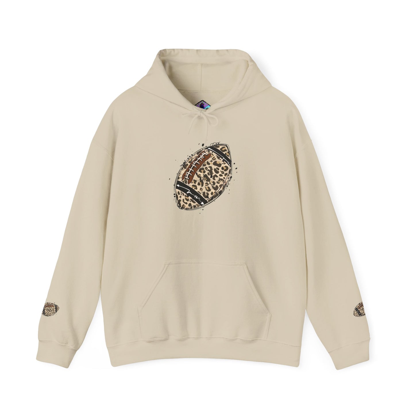 Leopard Print Football Hoodie, Cozy Sweatshirt for Game Days, Unisex Sportswear, Perfect Gift for Fans, Casual Wear, Football Season..