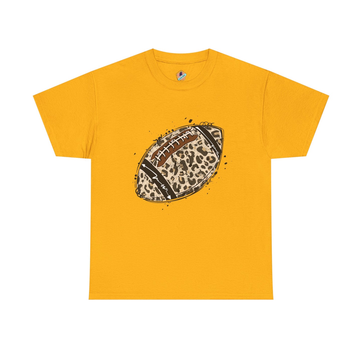 Leopard Print Football Tee, Unisex Cotton Shirt, Sportswear, Game Day Outfit, Unique Gift for Sports Lovers, Casual Wear