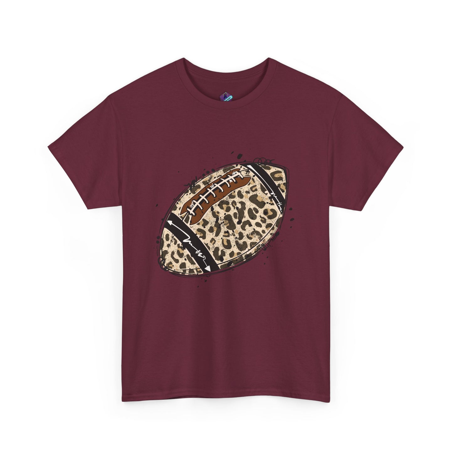 Leopard Print Football Tee, Unisex Cotton Shirt, Sportswear, Game Day Outfit, Unique Gift for Sports Lovers, Casual Wear