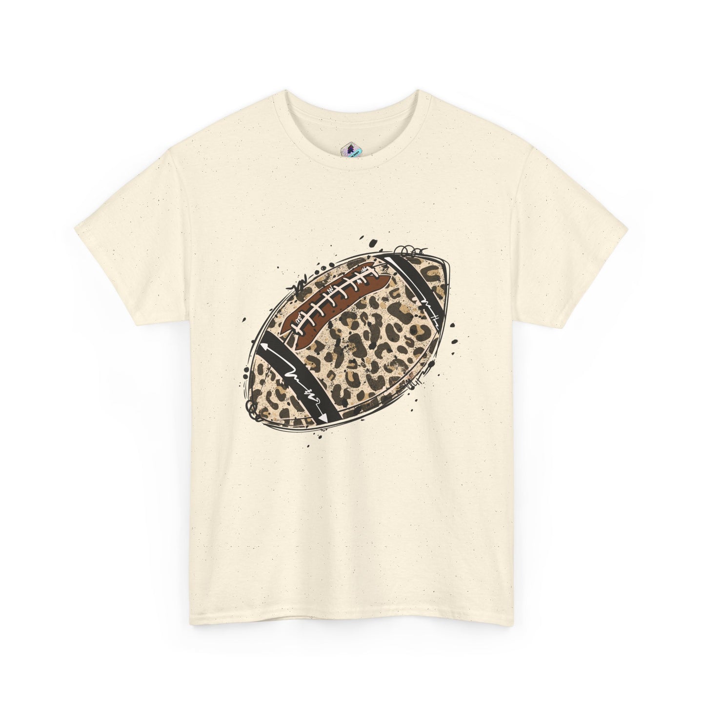 Leopard Print Football Tee, Unisex Cotton Shirt, Sportswear, Game Day Outfit, Unique Gift for Sports Lovers, Casual Wear