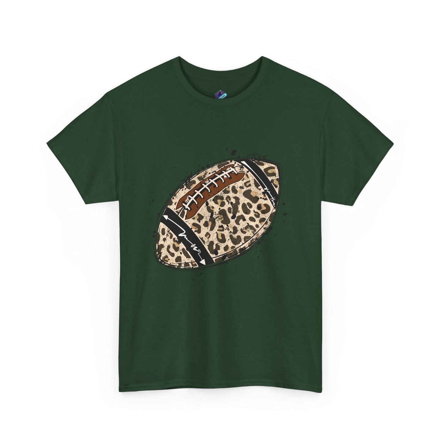 Leopard Print Football Tee, Unisex Cotton Shirt, Sportswear, Game Day Outfit, Unique Gift for Sports Lovers, Casual Wear