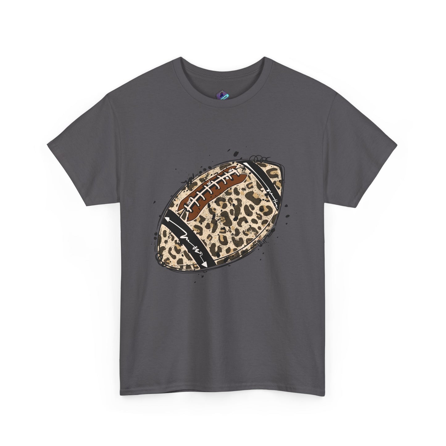 Leopard Print Football Tee, Unisex Cotton Shirt, Sportswear, Game Day Outfit, Unique Gift for Sports Lovers, Casual Wear