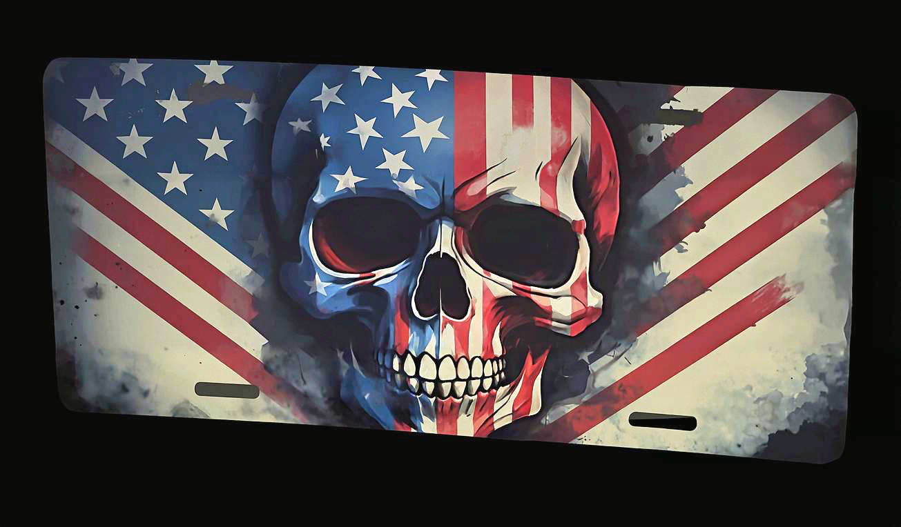 Skull Flag License Plate