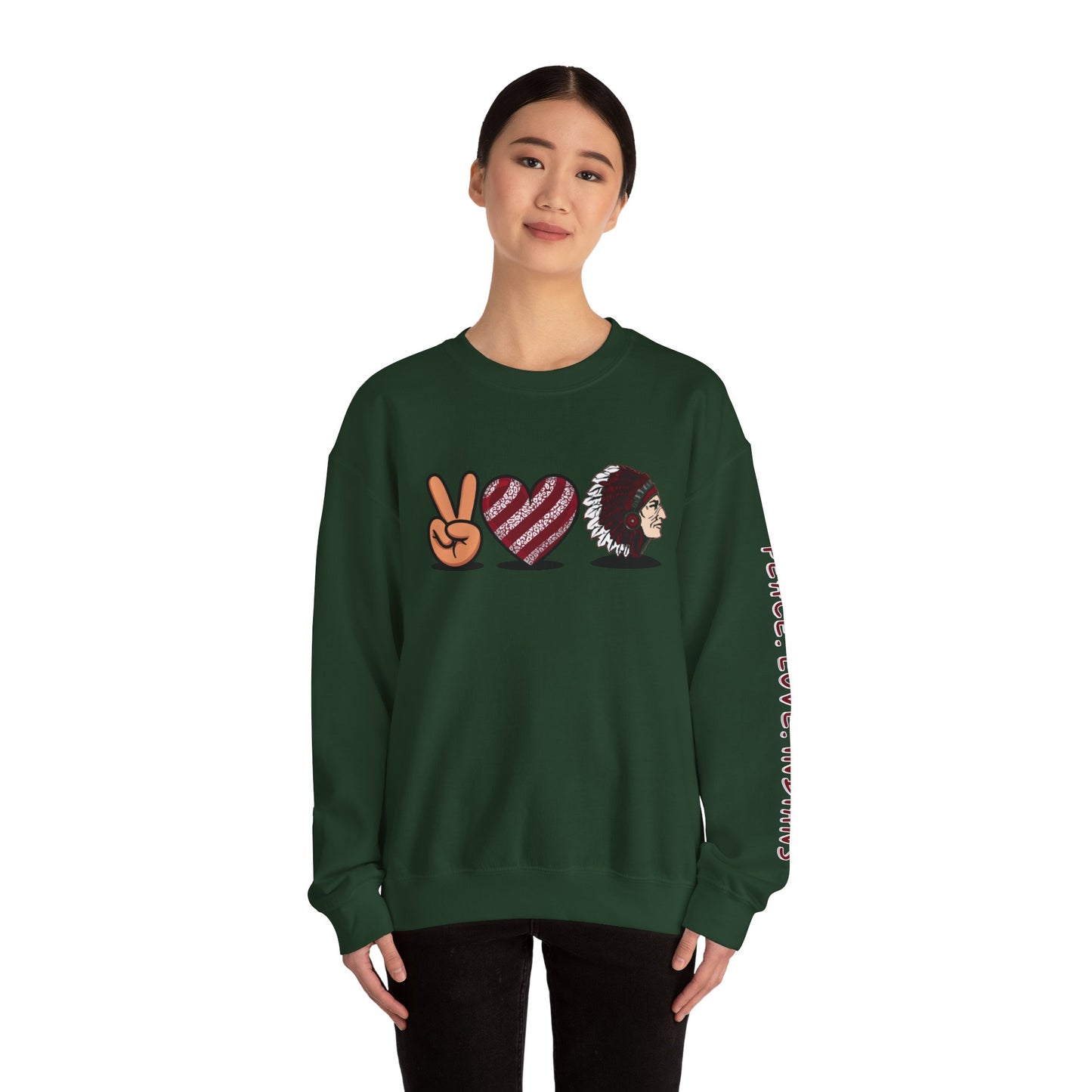 Peace Love Unisex Crewneck Sweatshirt, Sports Apparel, Team Spirit Wear, Cozy Gift for Fans, Casual Game Day Outfit