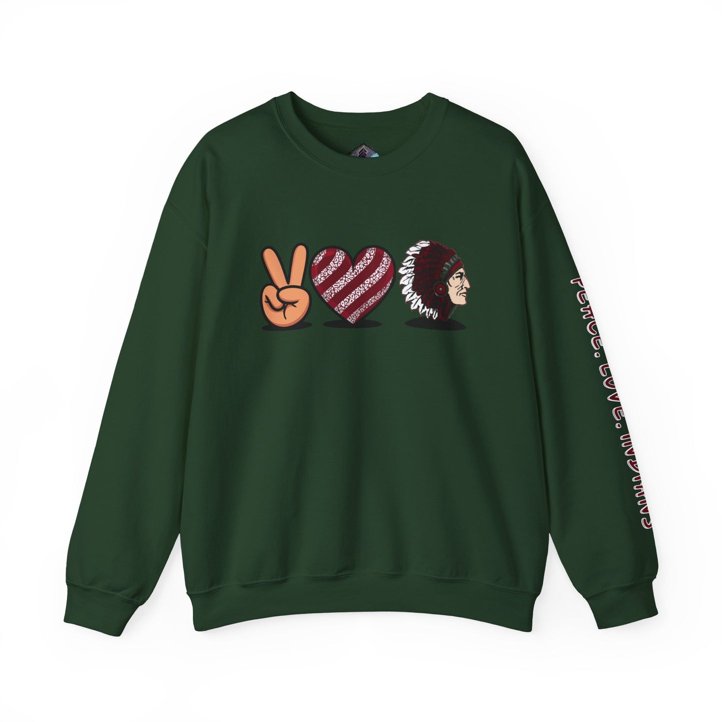 Peace Love Unisex Crewneck Sweatshirt, Sports Apparel, Team Spirit Wear, Cozy Gift for Fans, Casual Game Day Outfit