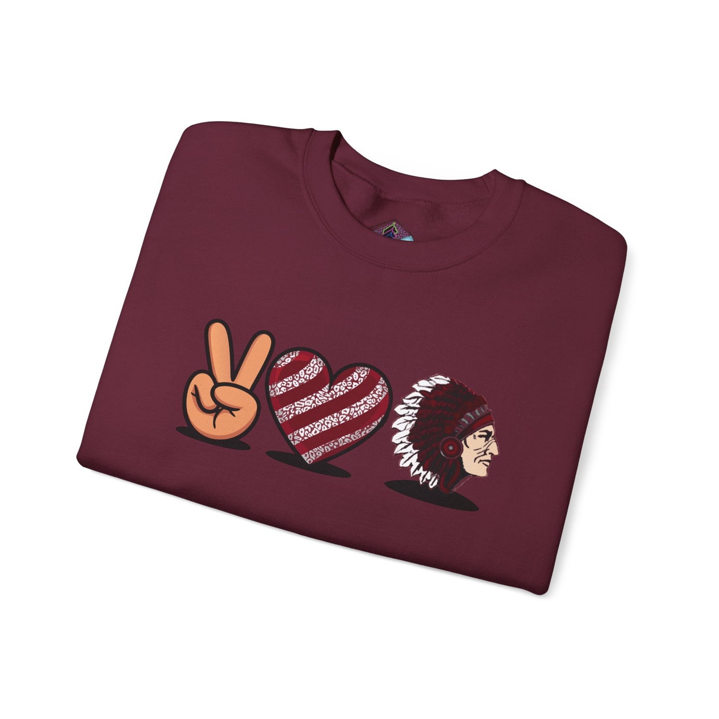 Peace Love Unisex Crewneck Sweatshirt, Sports Apparel, Team Spirit Wear, Cozy Gift for Fans, Casual Game Day Outfit