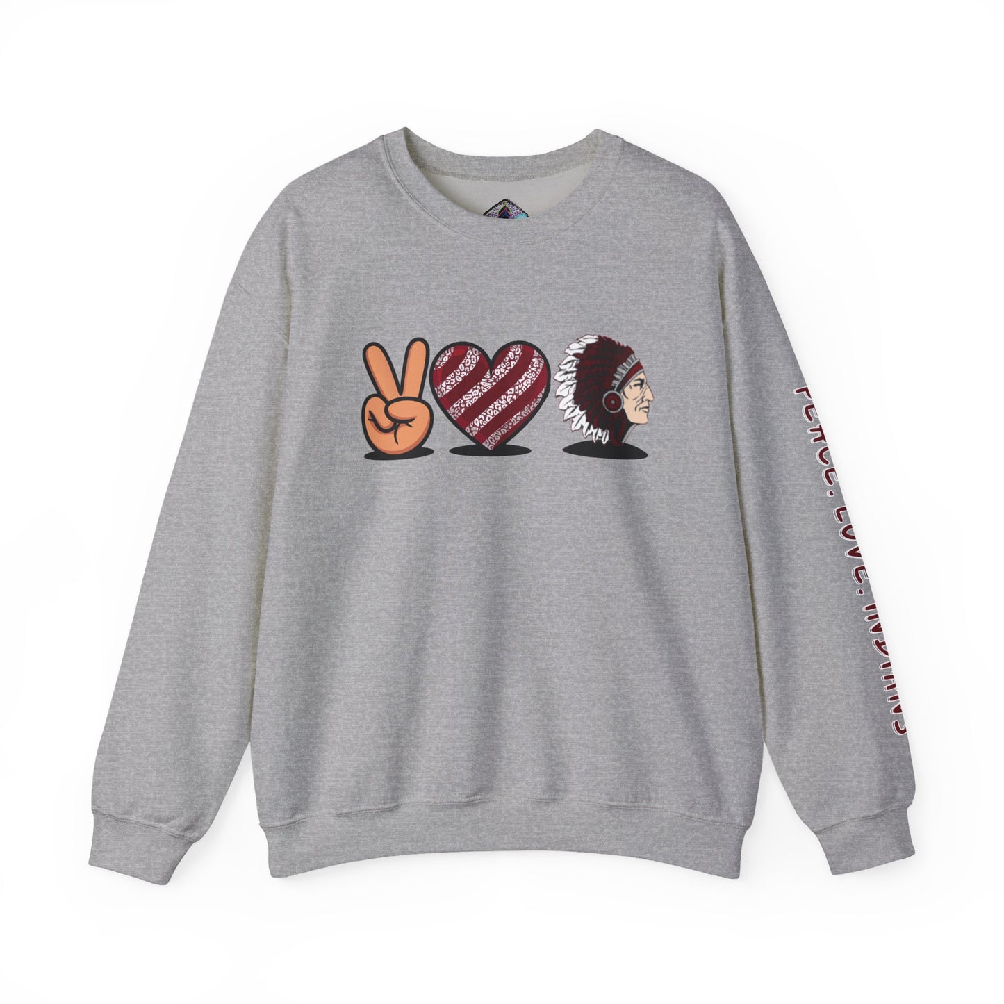 Peace Love Unisex Crewneck Sweatshirt, Sports Apparel, Team Spirit Wear, Cozy Gift for Fans, Casual Game Day Outfit