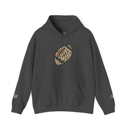 Leopard Print Football Hoodie, Cozy Sweatshirt for Game Days, Unisex Sportswear, Perfect Gift for Fans, Casual Wear, Football Season..