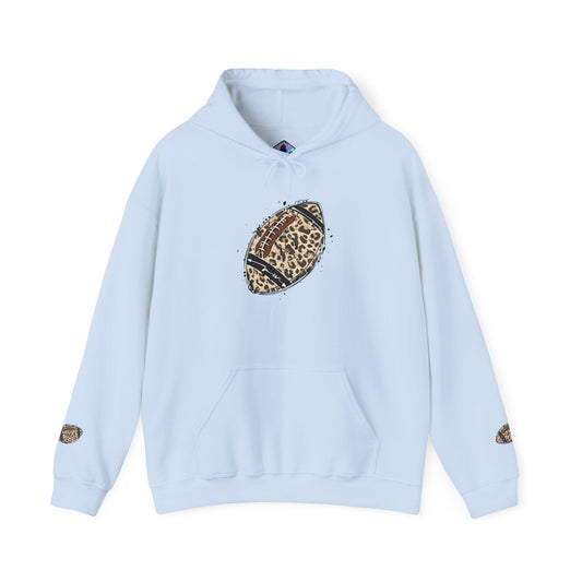 Leopard Print Football Hoodie, Cozy Sweatshirt for Game Days, Unisex Sportswear, Perfect Gift for Fans, Casual Wear, Football Season..